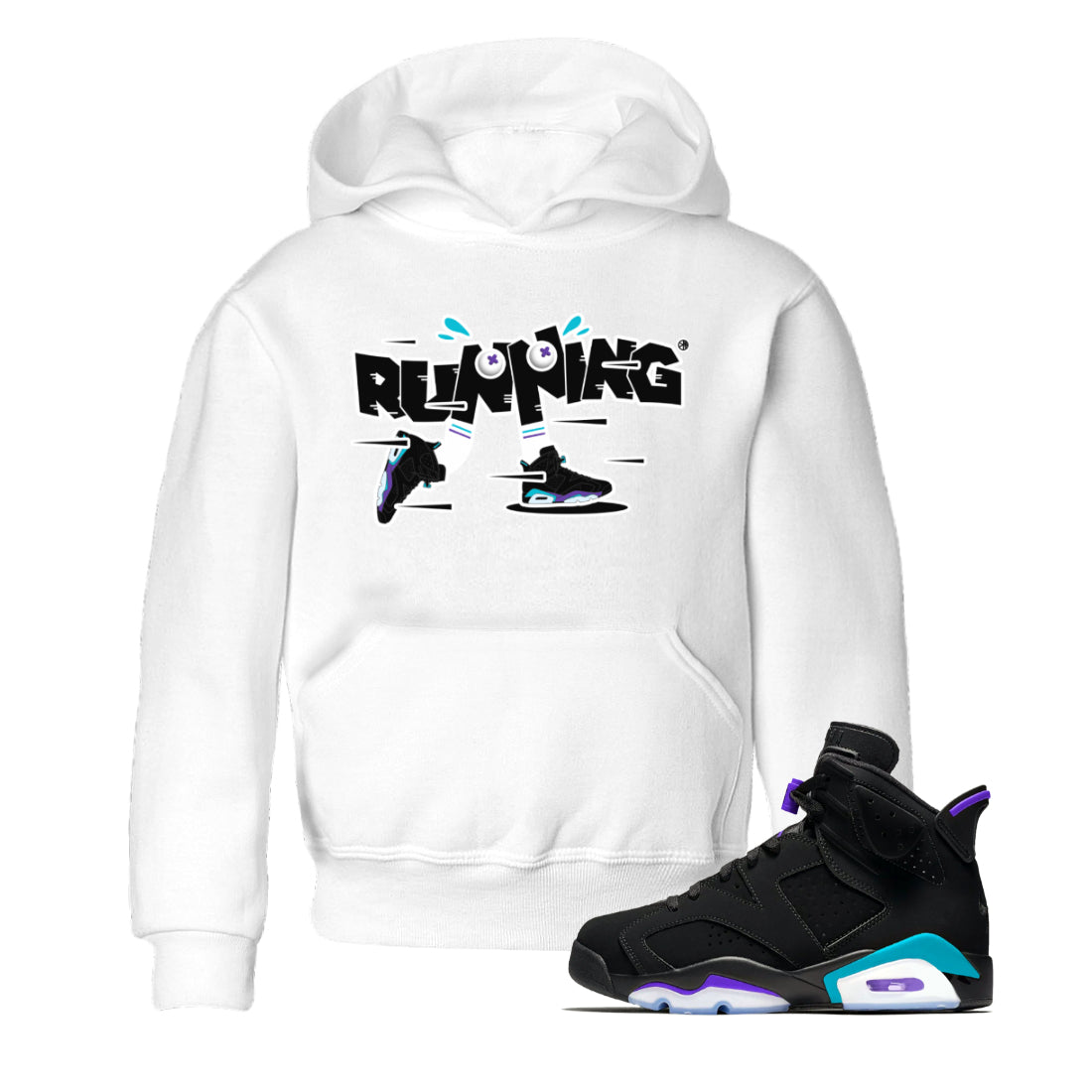 Air Jordan 6 Aqua Sneaker Match Tees Running Shoes Streetwear Sneaker Shirt AJ6 Aqua Sneaker Release Tees Kids Shirts White 1