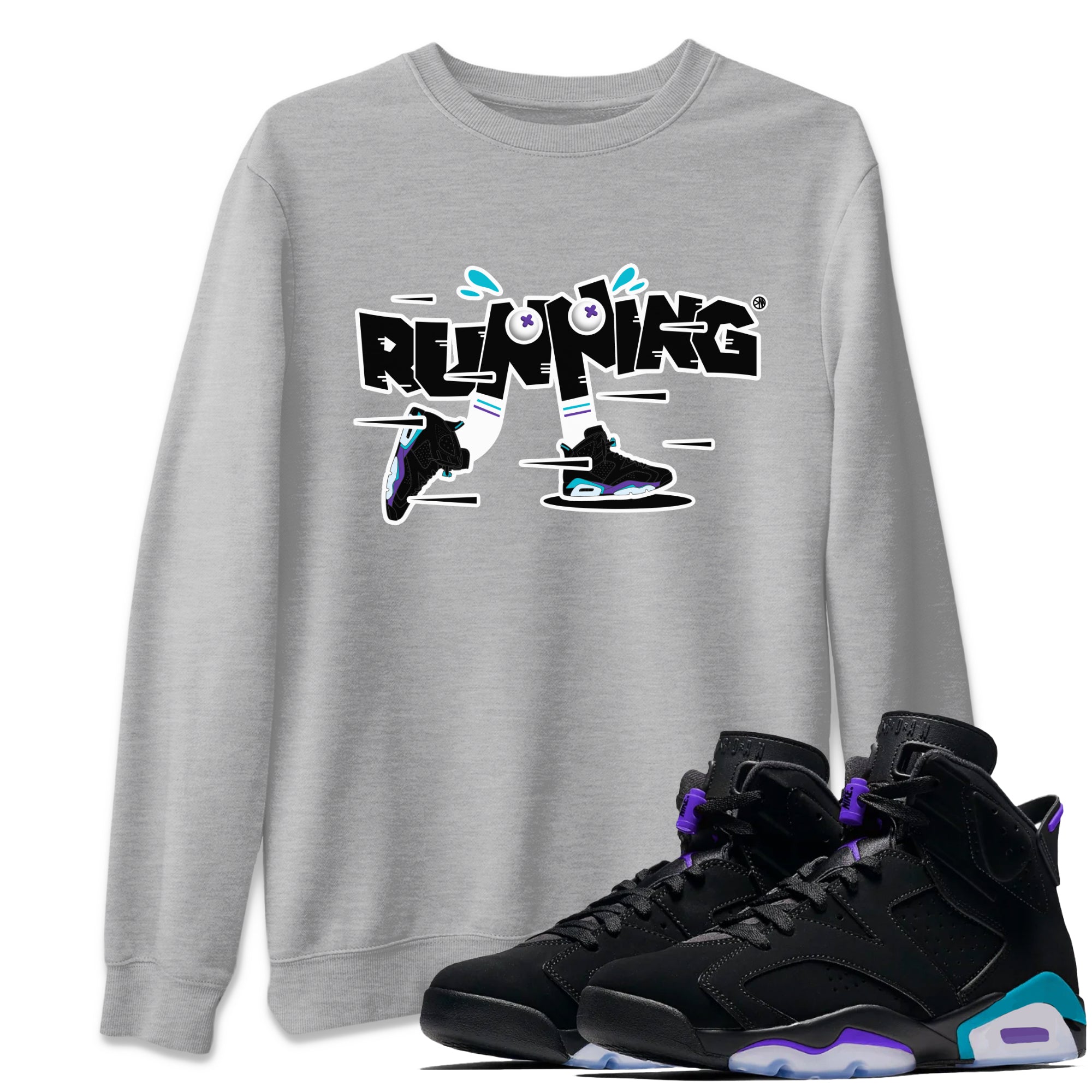 Air Jordan 6 Aqua Sneaker Match Tees Running Shoes Streetwear Sneaker Shirt AJ6 Aqua Sneaker Release Tees Unisex Shirts Heather Grey 1