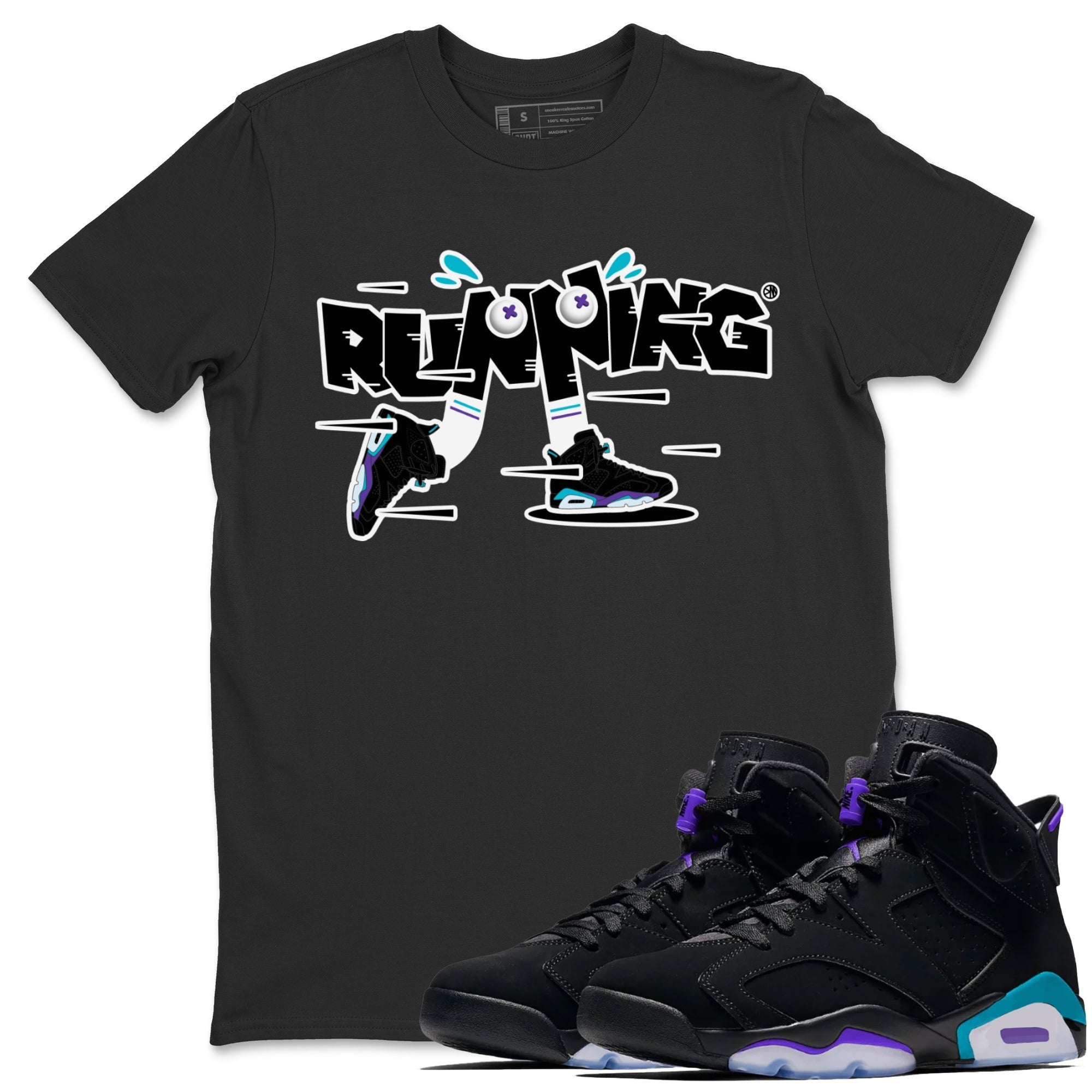 Air Jordan 6 Aqua Sneaker Match Tees Running Shoes Streetwear Sneaker Shirt AJ6 Aqua Sneaker Release Tees Unisex Shirts Black 1