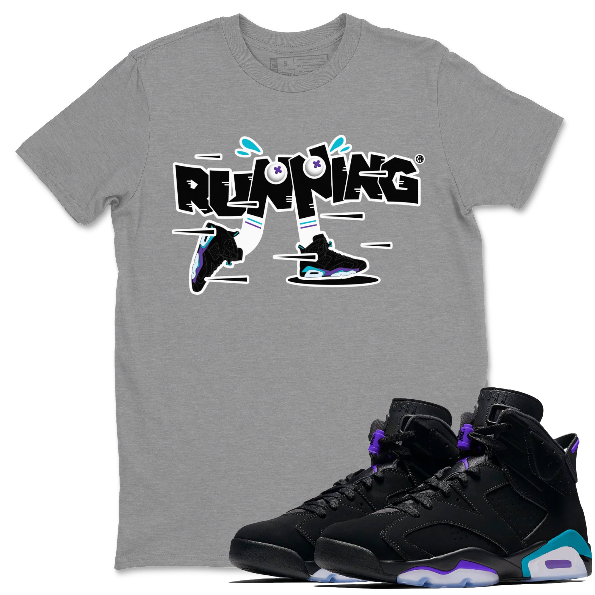 Air Jordan 6 Aqua Sneaker Match Tees Running Shoes Streetwear Sneaker Shirt AJ6 Aqua Sneaker Release Tees Unisex Shirts Heather Grey 1