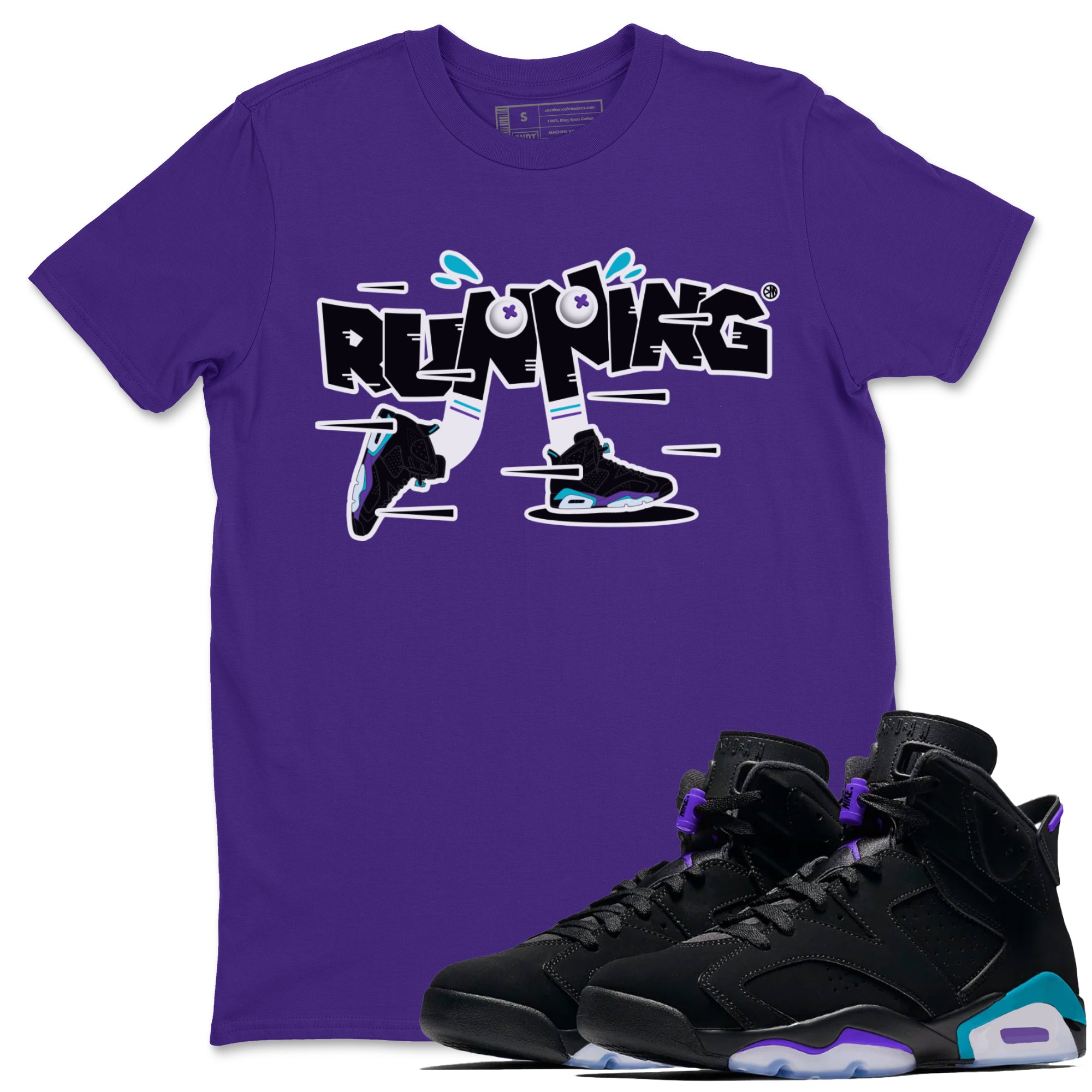 Air Jordan 6 Aqua Sneaker Match Tees Running Shoes Streetwear Sneaker Shirt AJ6 Aqua Sneaker Release Tees Unisex Shirts Purple 1