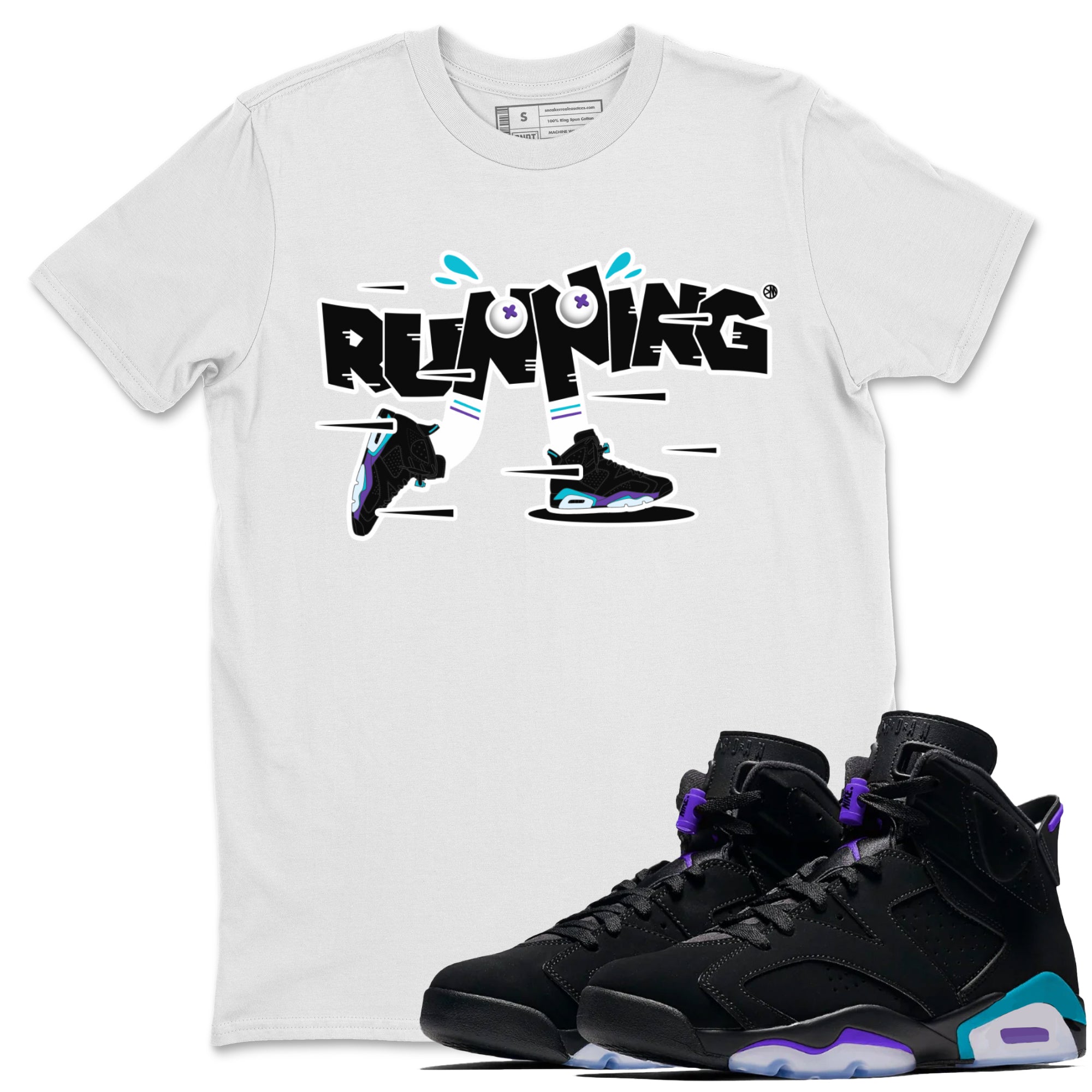 Air Jordan 6 Aqua Sneaker Match Tees Running Shoes Streetwear Sneaker Shirt AJ6 Aqua Sneaker Release Tees Unisex Shirts White 1