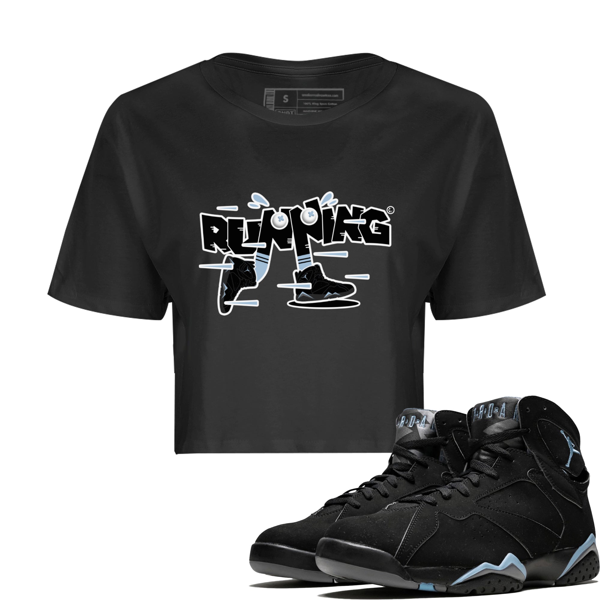 Air Jordan 7 Chambray Sneaker Match Tees Running Shoes Streetwear Sneaker Shirt AJ7 Chambray Sneaker Release Tees Women's Shirts Black 1