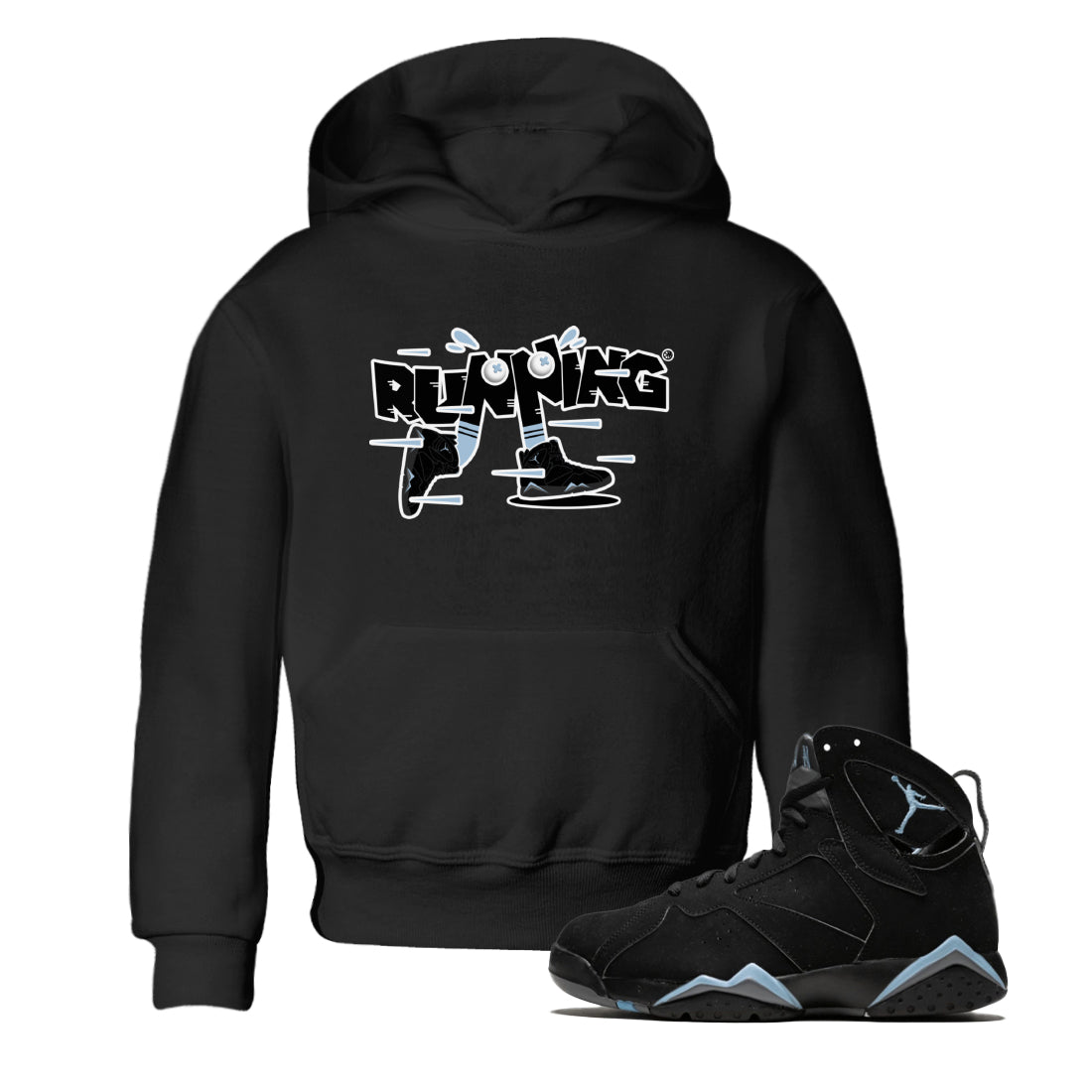 Air Jordan 7 Chambray Sneaker Match Tees Running Shoes Streetwear Sneaker Shirt AJ7 Chambray Sneaker Release Tees Kids Shirts Black 1