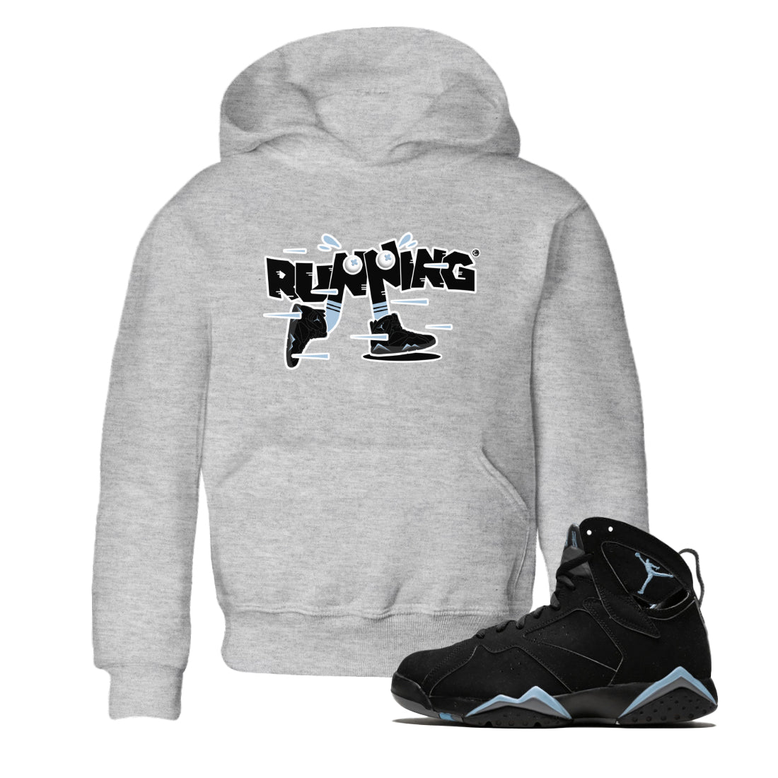 Air Jordan 7 Chambray Sneaker Match Tees Running Shoes Streetwear Sneaker Shirt AJ7 Chambray Sneaker Release Tees Kids Shirts Heather Grey 1