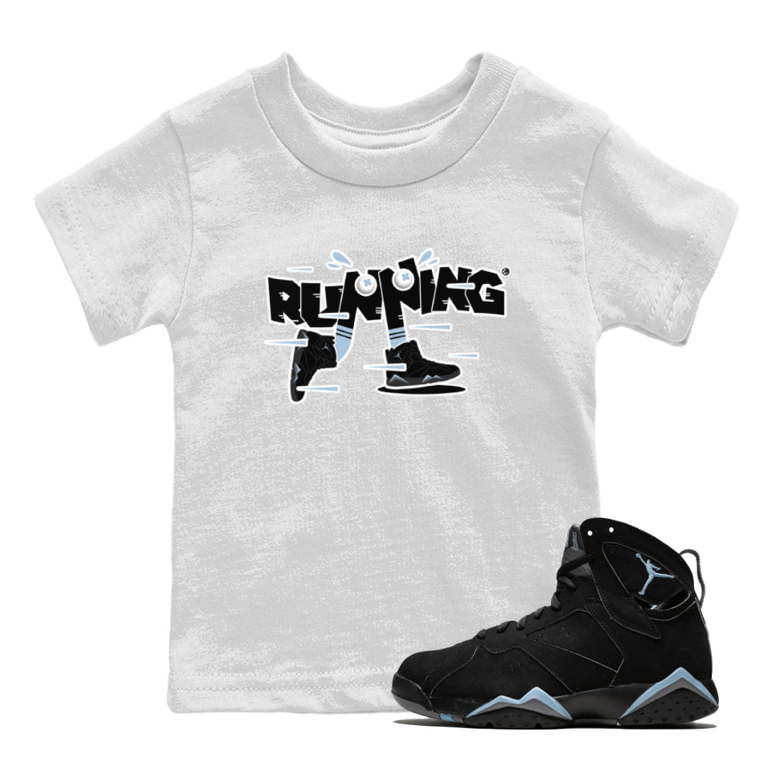 Air Jordan 7 Chambray Sneaker Match Tees Running Shoes Streetwear Sneaker Shirt AJ7 Chambray Sneaker Release Tees Kids Shirts White 1