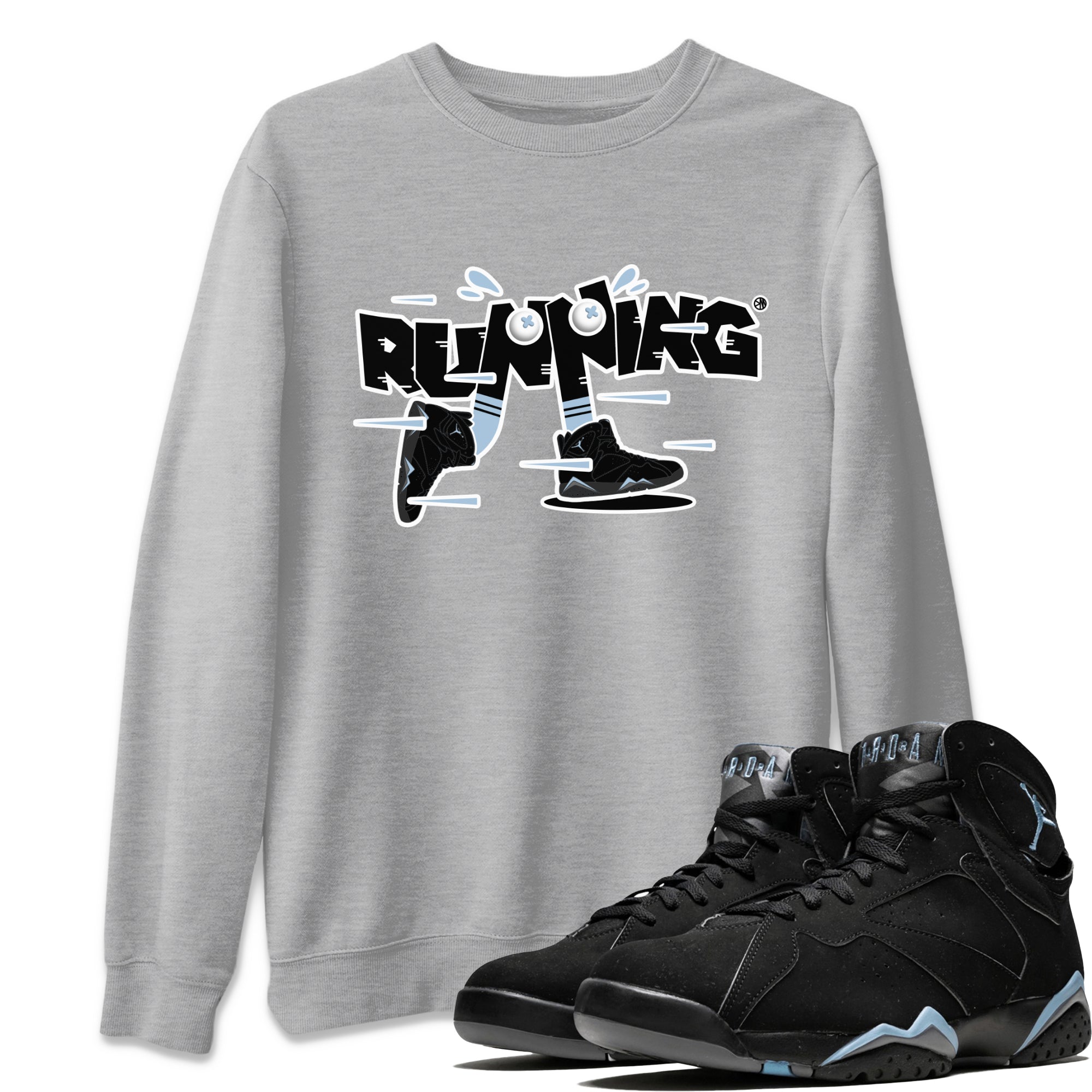 Air Jordan 7 Chambray Sneaker Match Tees Running Shoes Streetwear Sneaker Shirt AJ7 Chambray Sneaker Release Tees Unisex Shirts Heather Grey 1