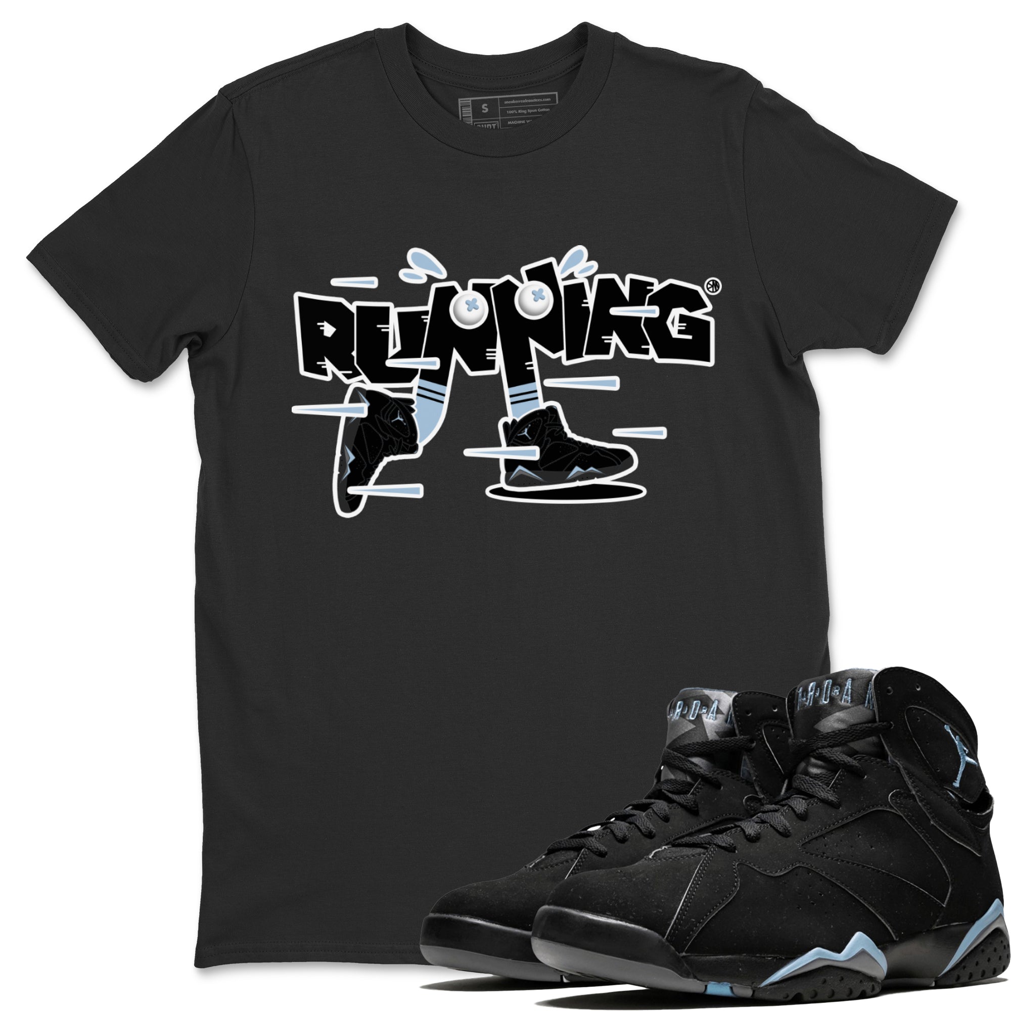 Air Jordan 7 Chambray Sneaker Match Tees Running Shoes Streetwear Sneaker Shirt AJ7 Chambray Sneaker Release Tees Unisex Shirts Black 1