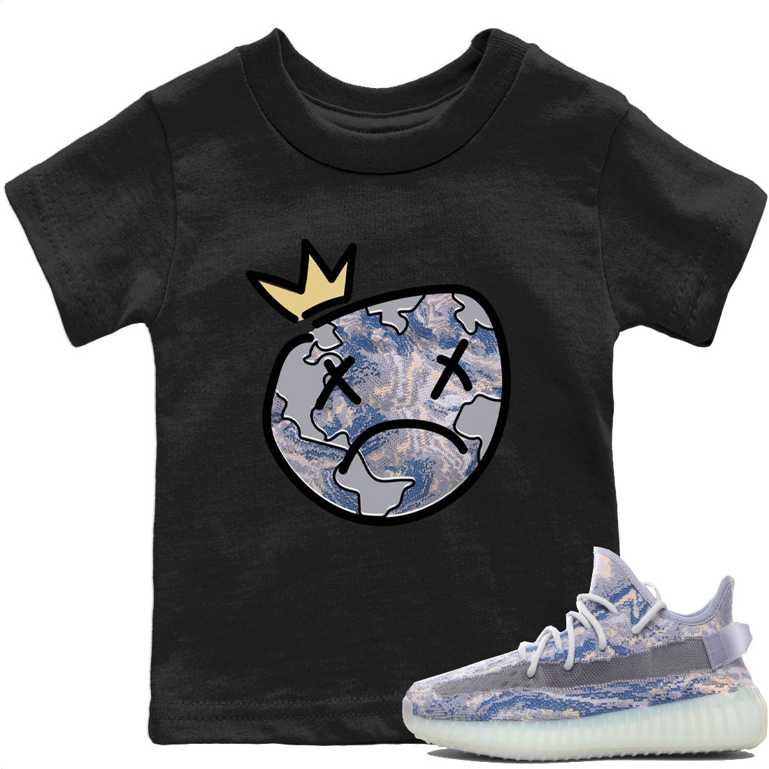Yeezy 350 MX Blue Shirt To Match Jordans Sad Earth Sneaker Tees Yeezy 350 MX Blue Drip Gear Zone Sneaker Matching Clothing Kids Shirts