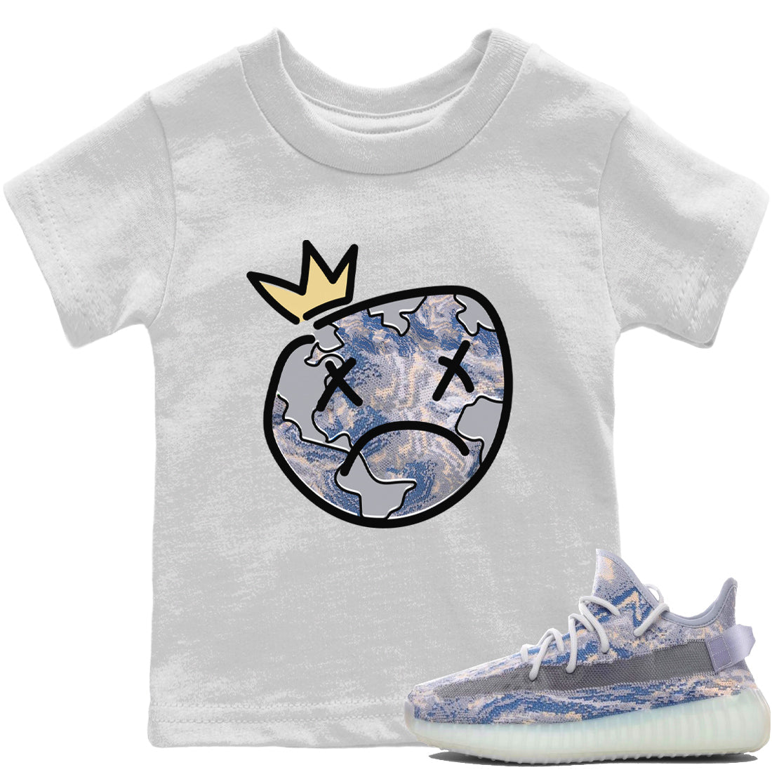 Yeezy 350 MX Blue Shirt To Match Jordans Sad Earth Sneaker Tees Yeezy 350 MX Blue Drip Gear Zone Sneaker Matching Clothing Kids Shirts