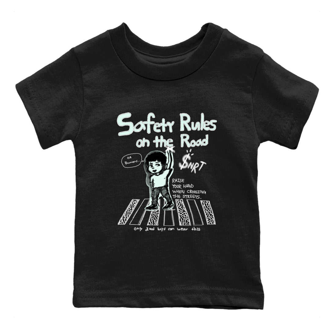 3s Green Glow shirt to match jordans Safety Rules On The Road sneaker tees Air Jordan 3 Green Glow Drip Gear Zone baby toddler Black 2 cotton Shirt