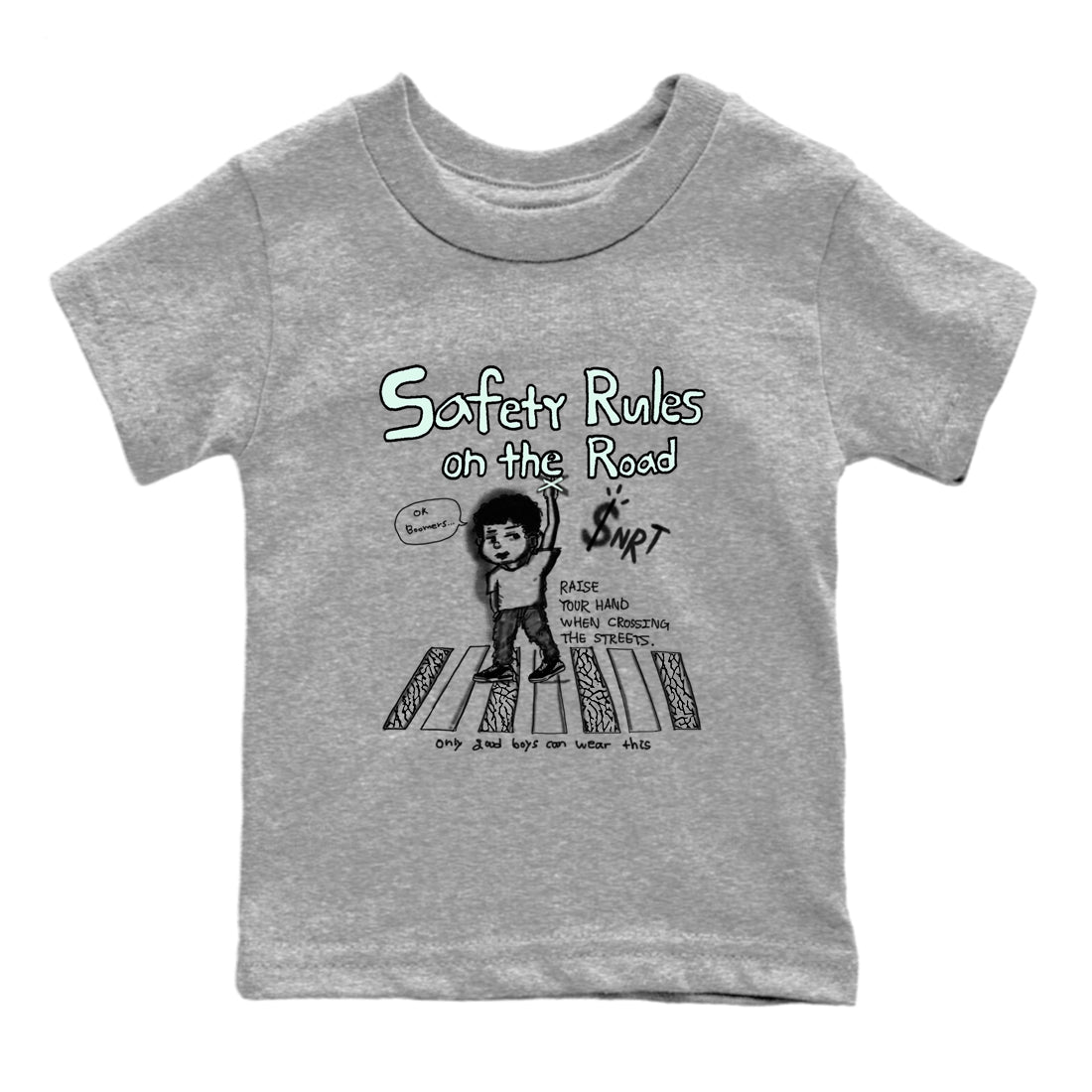 3s Green Glow shirt to match jordans Safety Rules On The Road sneaker tees Air Jordan 3 Green Glow Drip Gear Zone baby toddler Heather Grey 2 cotton Shirt