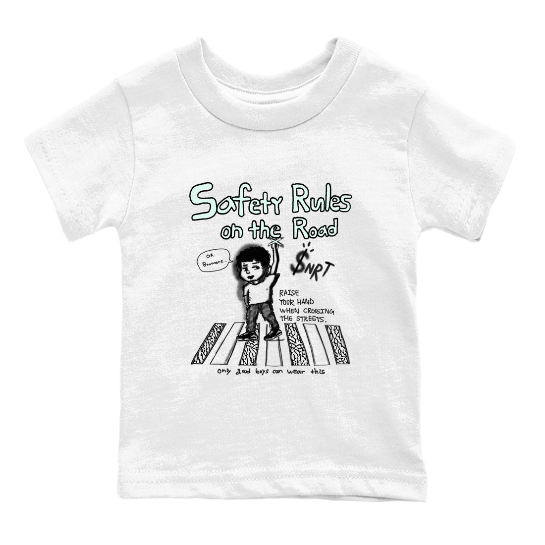 3s Green Glow shirt to match jordans Safety Rules On The Road sneaker tees Air Jordan 3 Green Glow Drip Gear Zone baby toddler White 2 cotton Shirt
