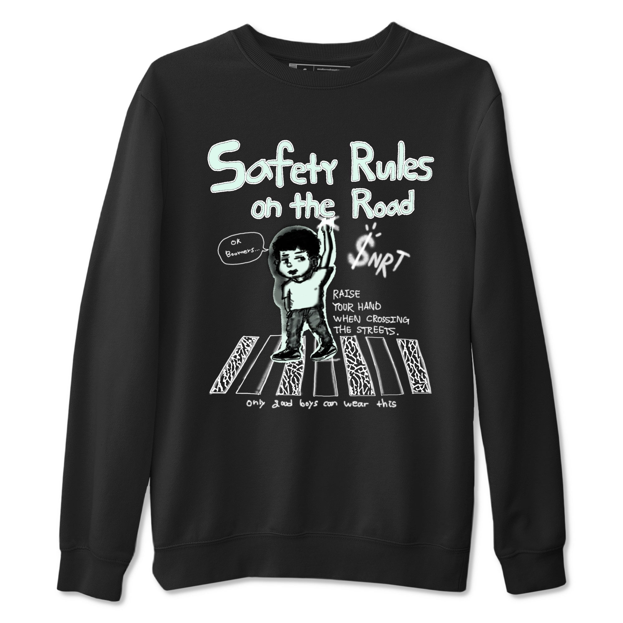 3s Green Glow shirt to match jordans Safety Rules On The Road sneaker tees Air Jordan 3 Green Glow Drip Gear Zone unisex cotton Black 2 crew neck shirt