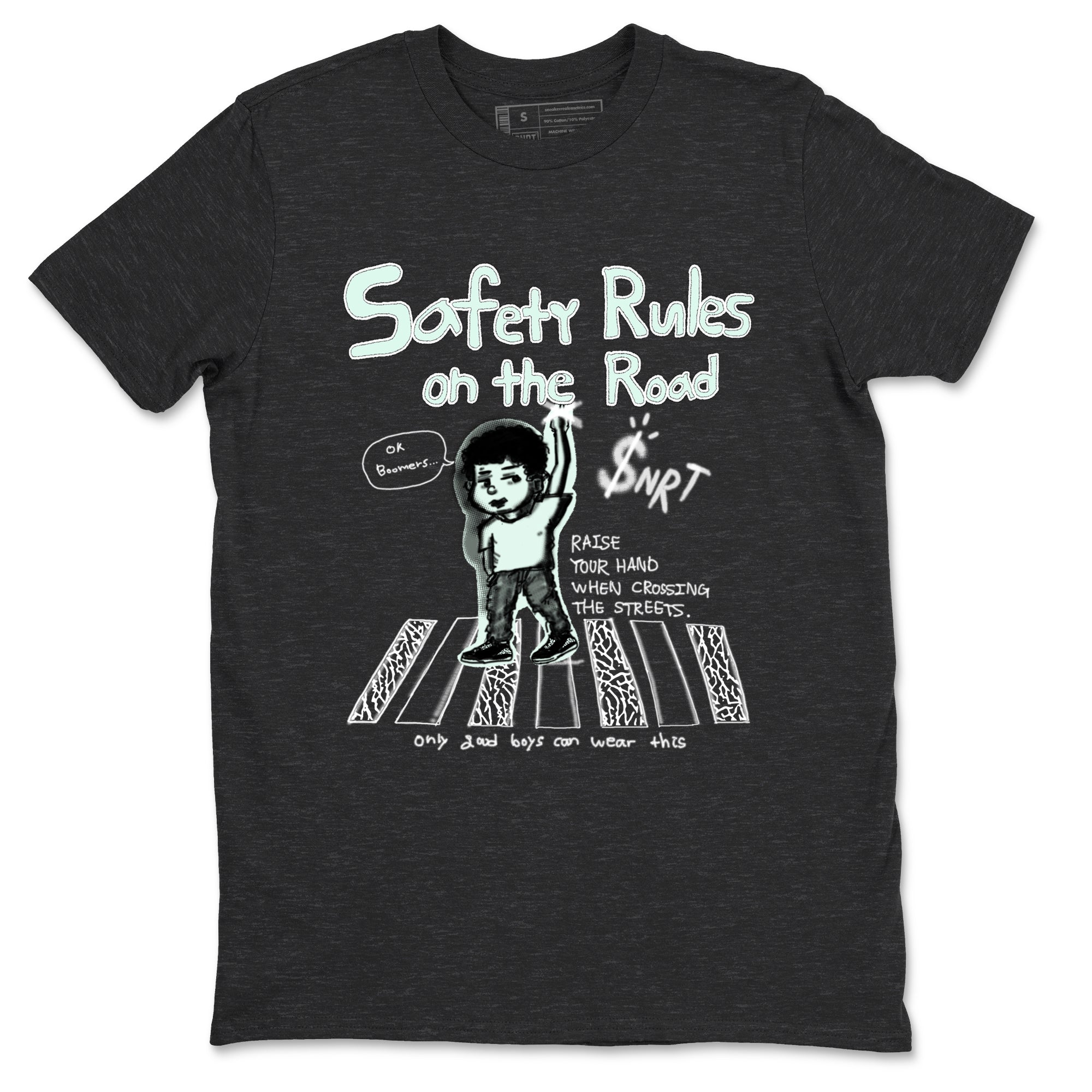 3s Green Glow shirt to match jordans Safety Rules On The Road sneaker tees Air Jordan 3 Green Glow Drip Gear Zone unisex cotton Charcoal Heather 2 crew neck shirt