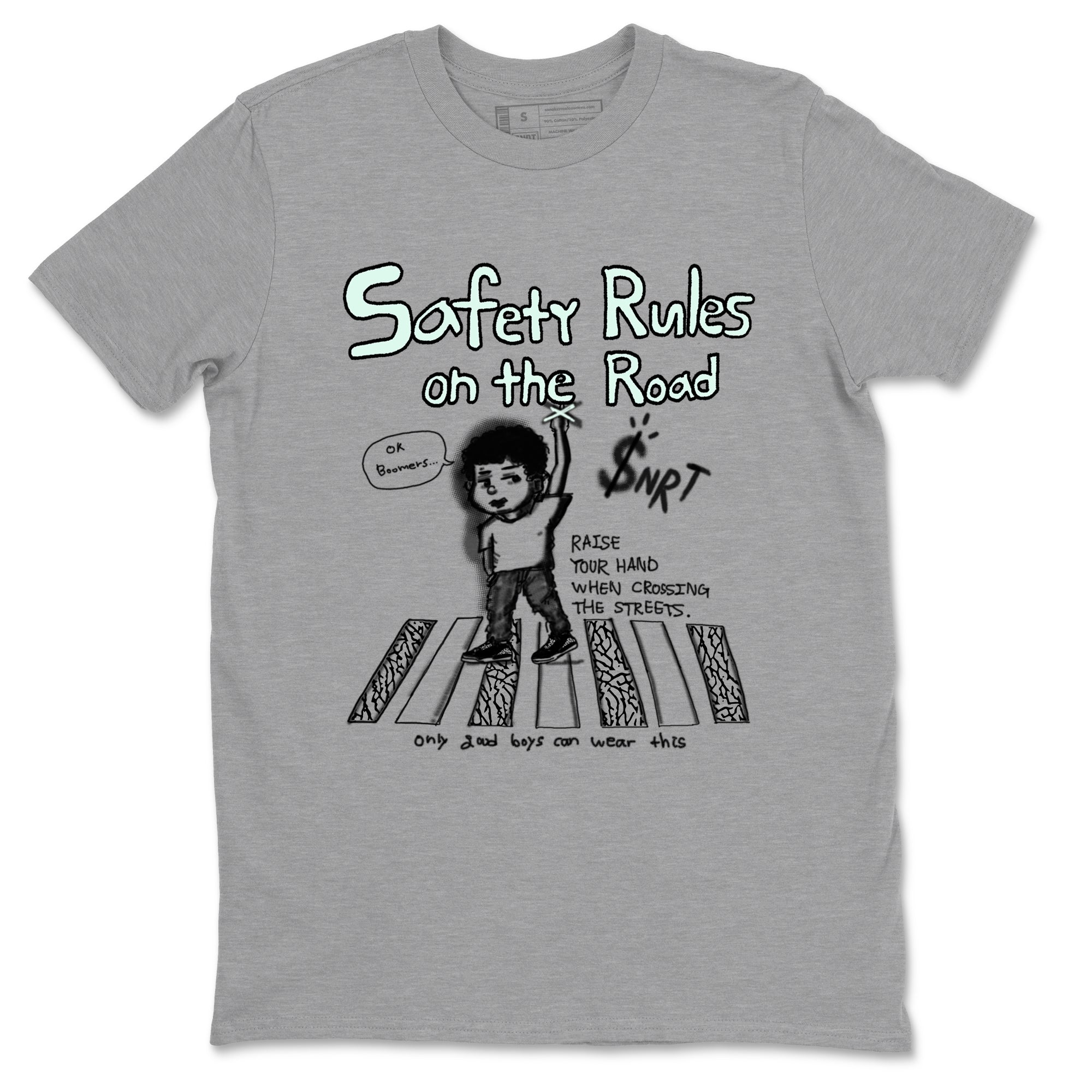 3s Green Glow shirt to match jordans Safety Rules On The Road sneaker tees Air Jordan 3 Green Glow Drip Gear Zone unisex cotton Heather Grey 2 crew neck shirt
