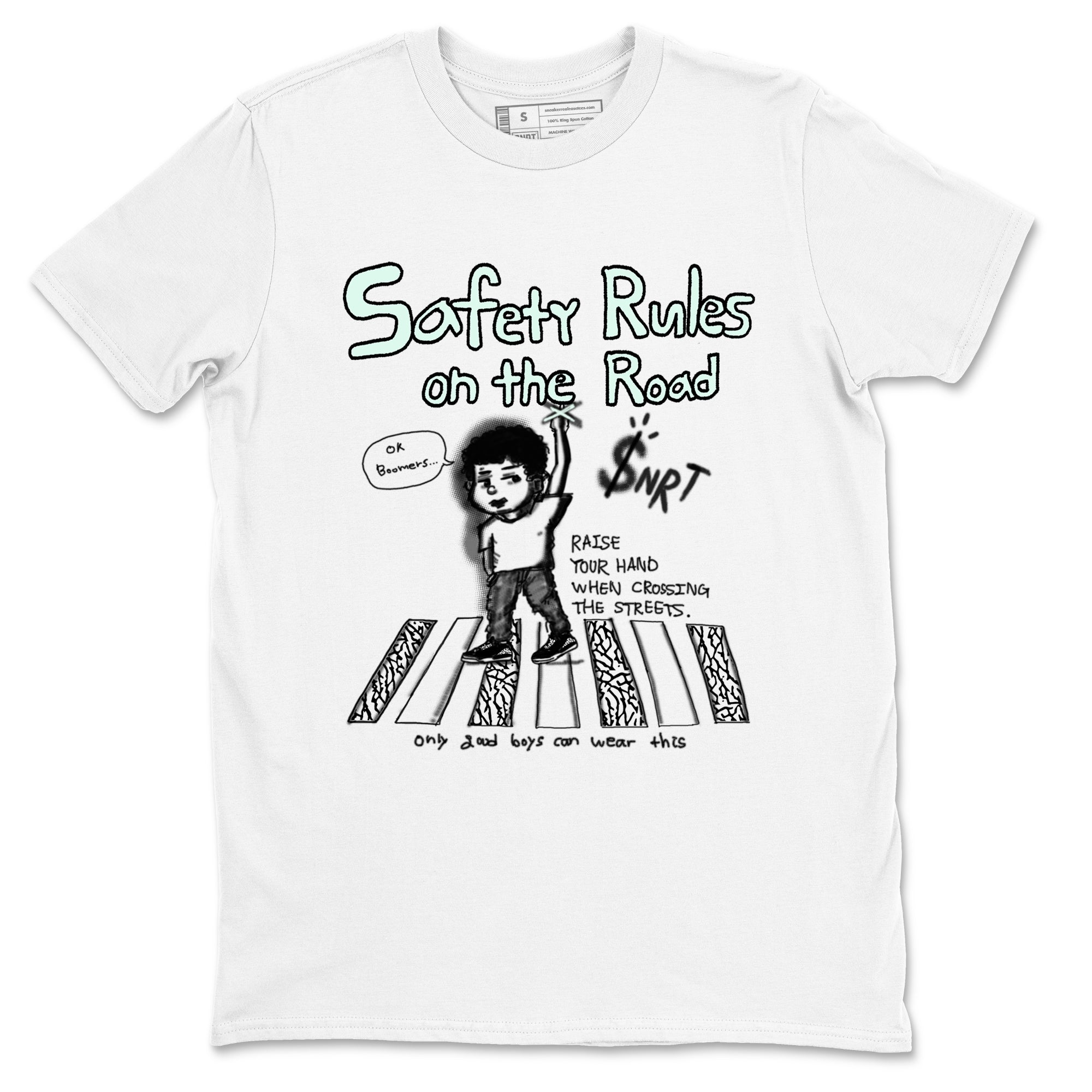 3s Green Glow shirt to match jordans Safety Rules On The Road sneaker tees Air Jordan 3 Green Glow Drip Gear Zone unisex cotton White 2 crew neck shirt