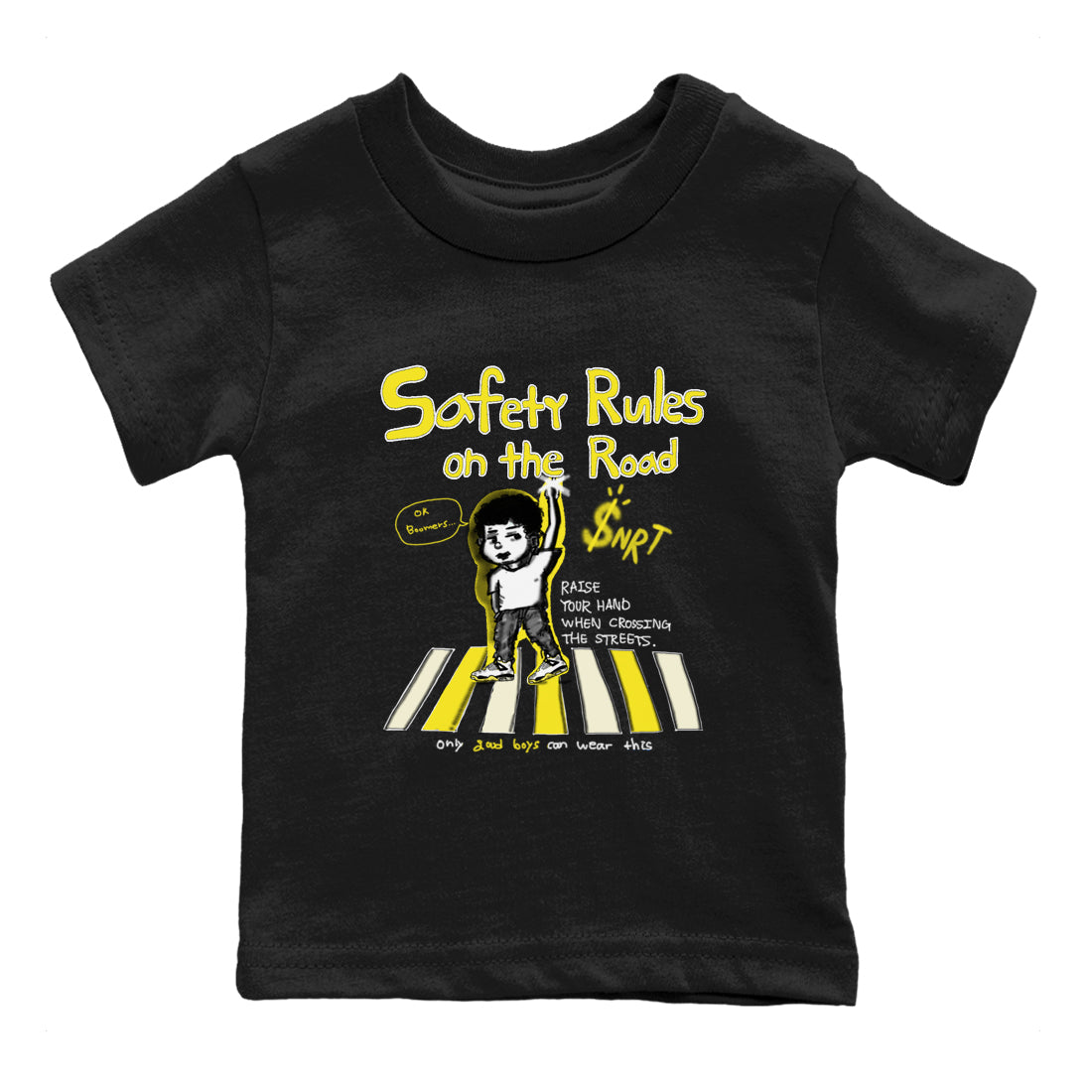 4s Vivid Sulfur shirt to match jordans Safety Rules On The Road sneaker tees Air Jordan 4 Vivid Sulfur Drip Gear Zone baby toddler Black 2 cotton Shirt