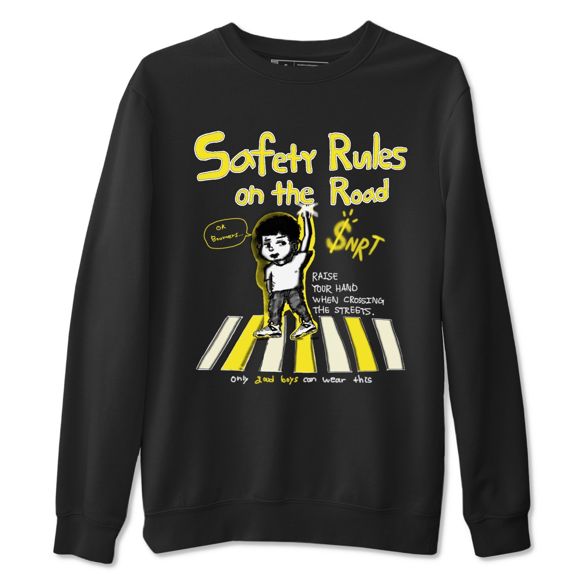 4s Vivid Sulfur shirt to match jordans Safety Rules On The Road sneaker tees Air Jordan 4 Vivid Sulfur Drip Gear Zone unisex cotton Black 2 crew neck shirt