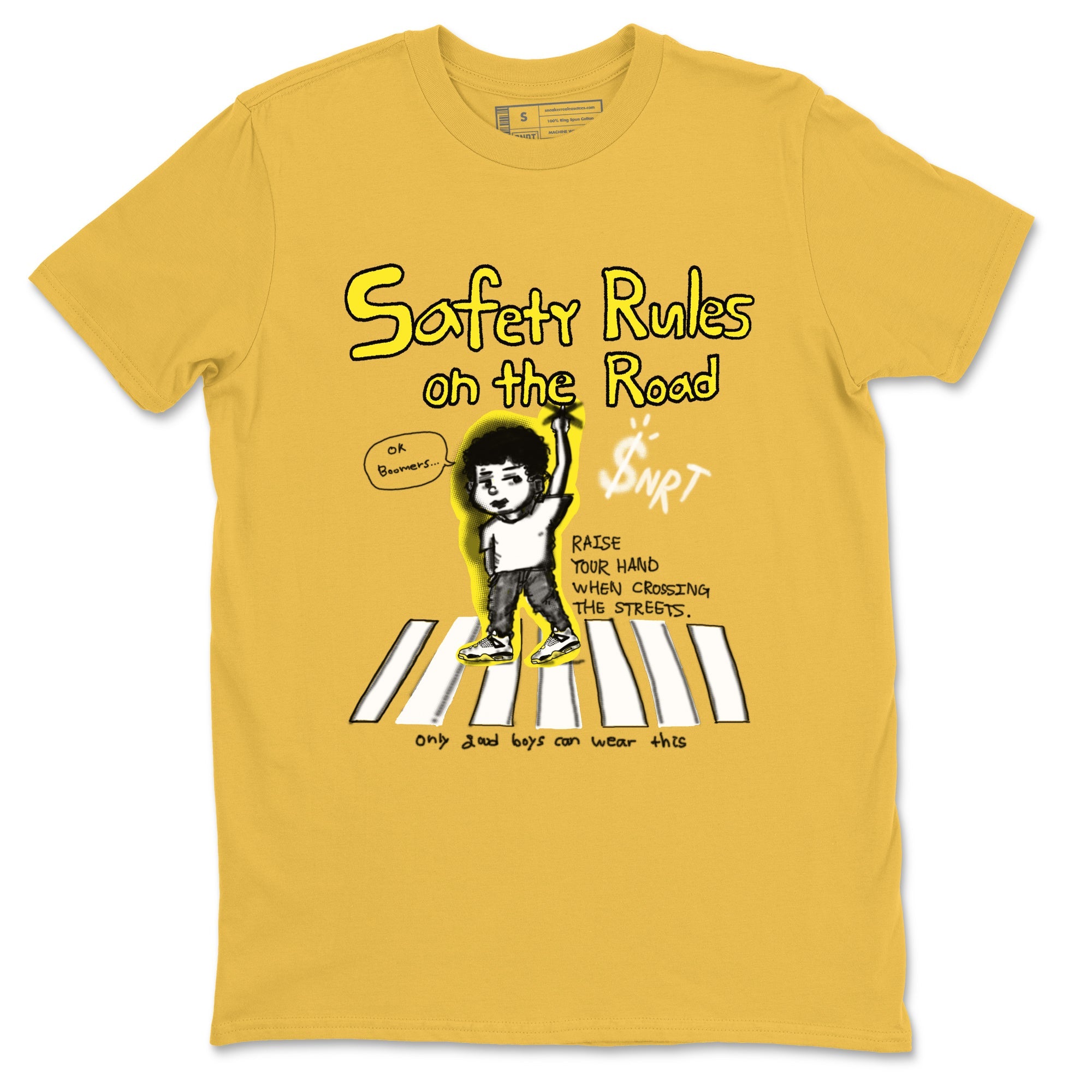 4s Vivid Sulfur shirt to match jordans Safety Rules On The Road sneaker tees Air Jordan 4 Vivid Sulfur Drip Gear Zone unisex cotton Daisy 2 crew neck shirt
