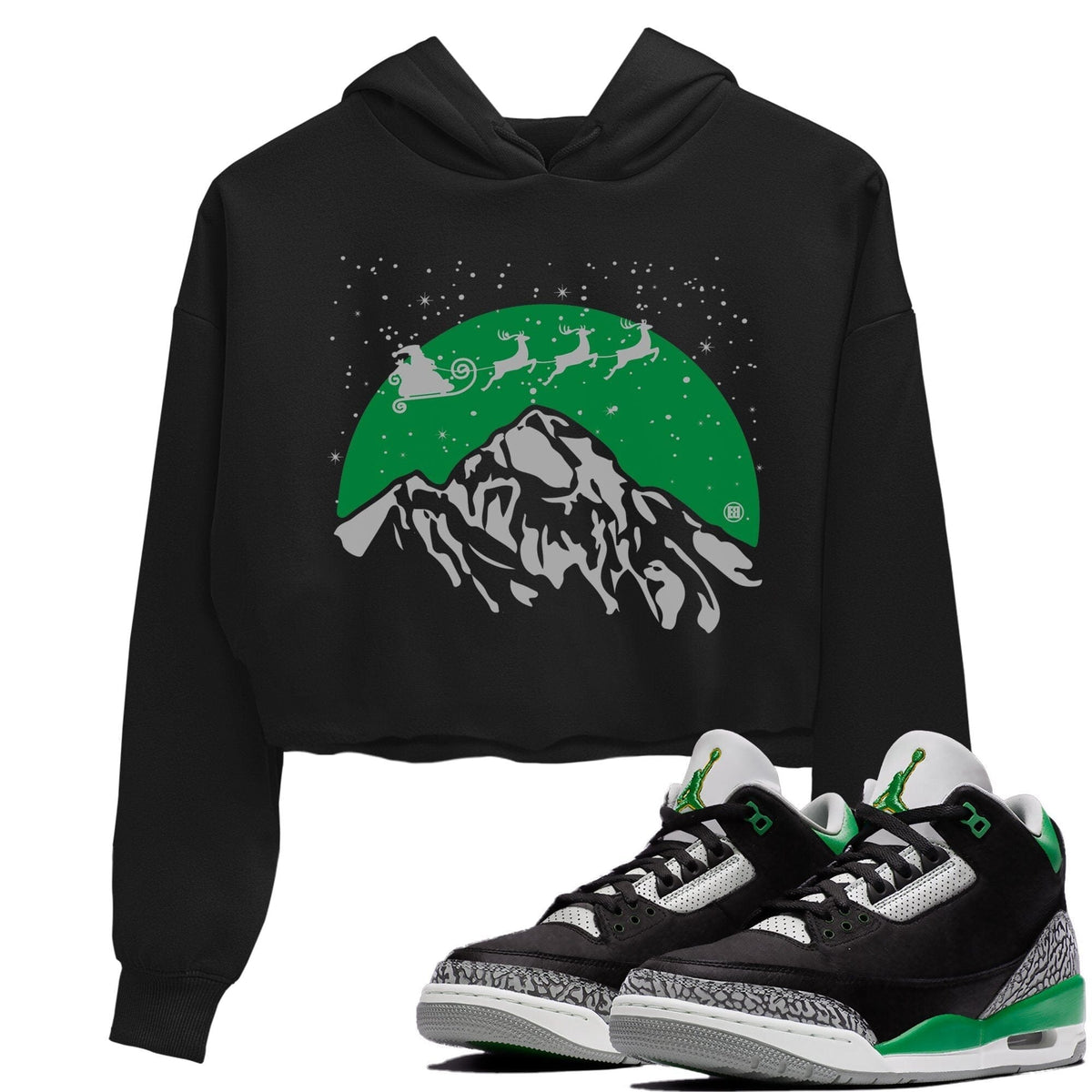 Jordan 3 Pine Green Sneaker Matching T-Shirt Santa Silhouette Sneaker Tees Jordan 3 Pine Green Sneaker Release Tees Women's Shirts