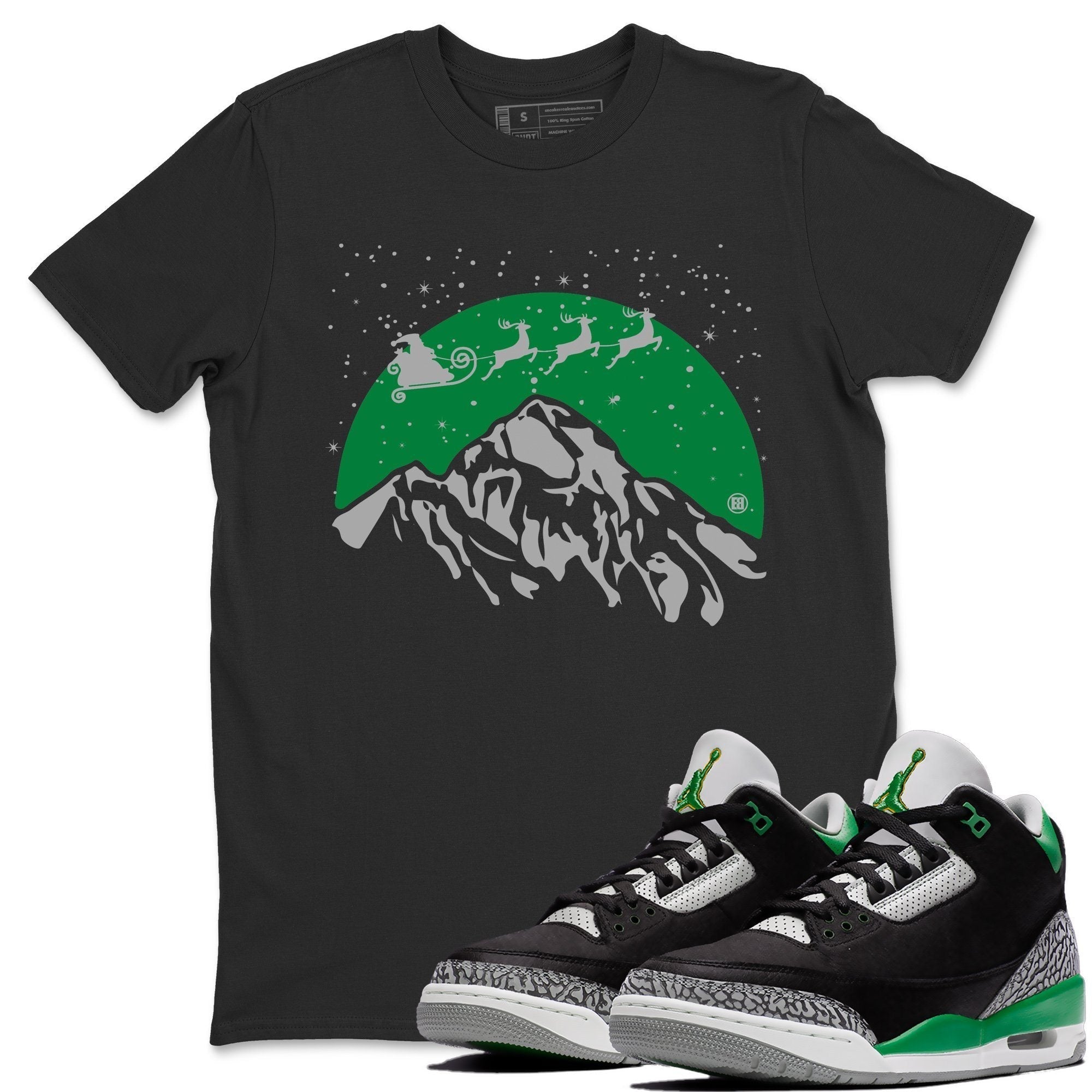 Jordan 3 Pine Green Shirt To Match Jordans Santa Silhouette Sneaker Tees Jordan 3 Pine Green Drip Gear Zone Sneaker Matching Clothing Unisex Shirts
