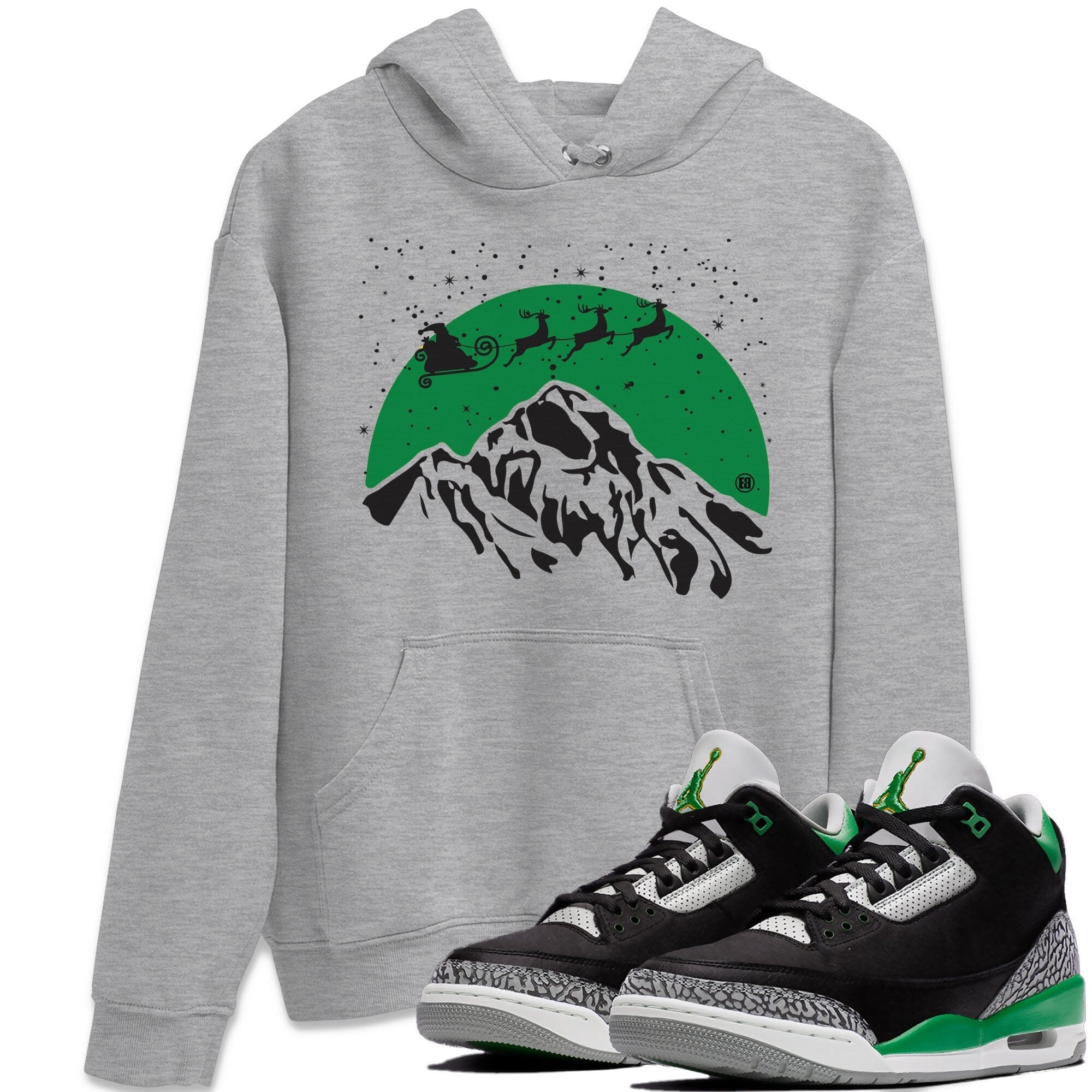 Jordan 3 Pine Green Shirt To Match Jordans Santa Silhouette Sneaker Tees Jordan 3 Pine Green Drip Gear Zone Sneaker Matching Clothing Unisex Shirts