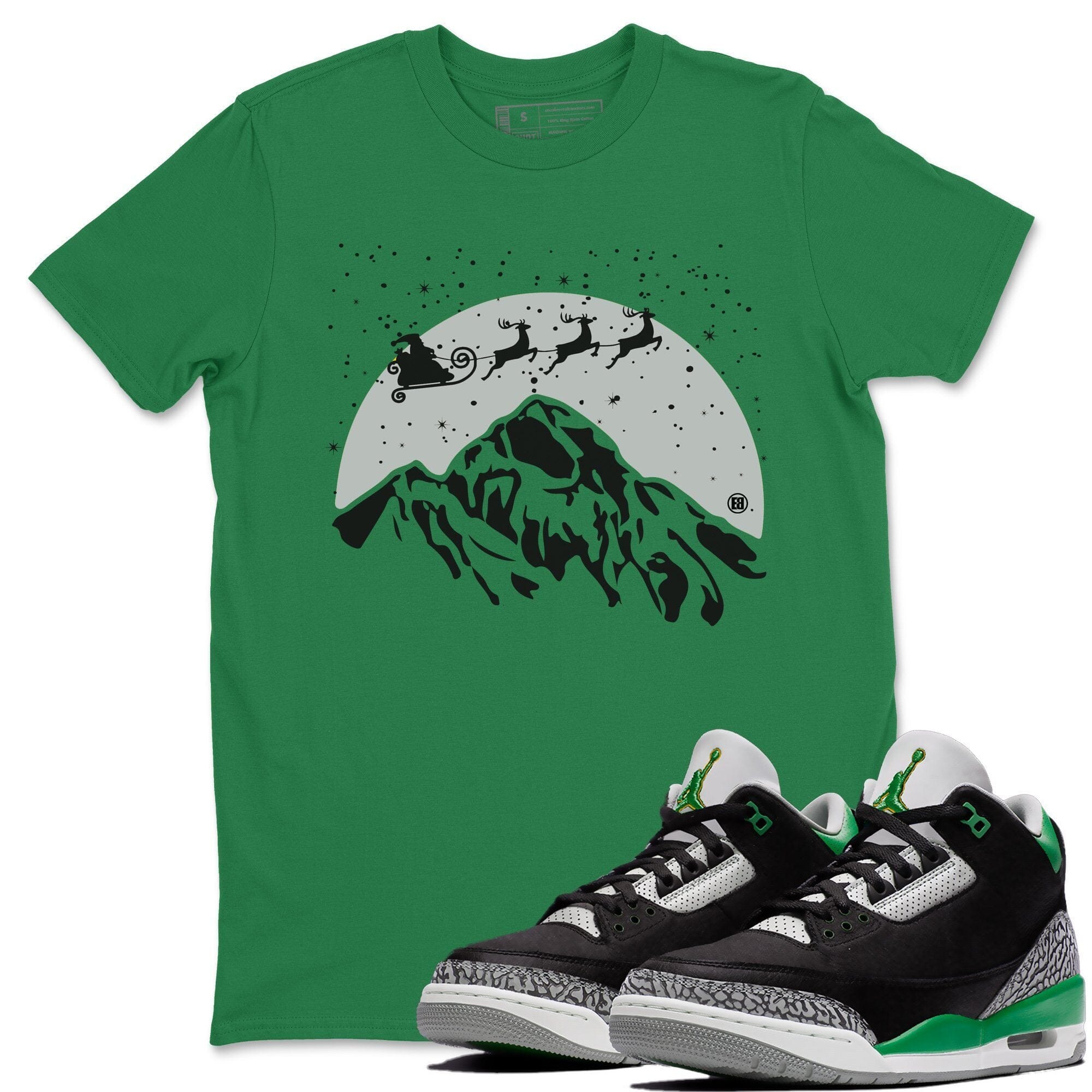 Jordan 3 Pine Green Shirt To Match Jordans Santa Silhouette Sneaker Tees Jordan 3 Pine Green Drip Gear Zone Sneaker Matching Clothing Unisex Shirts