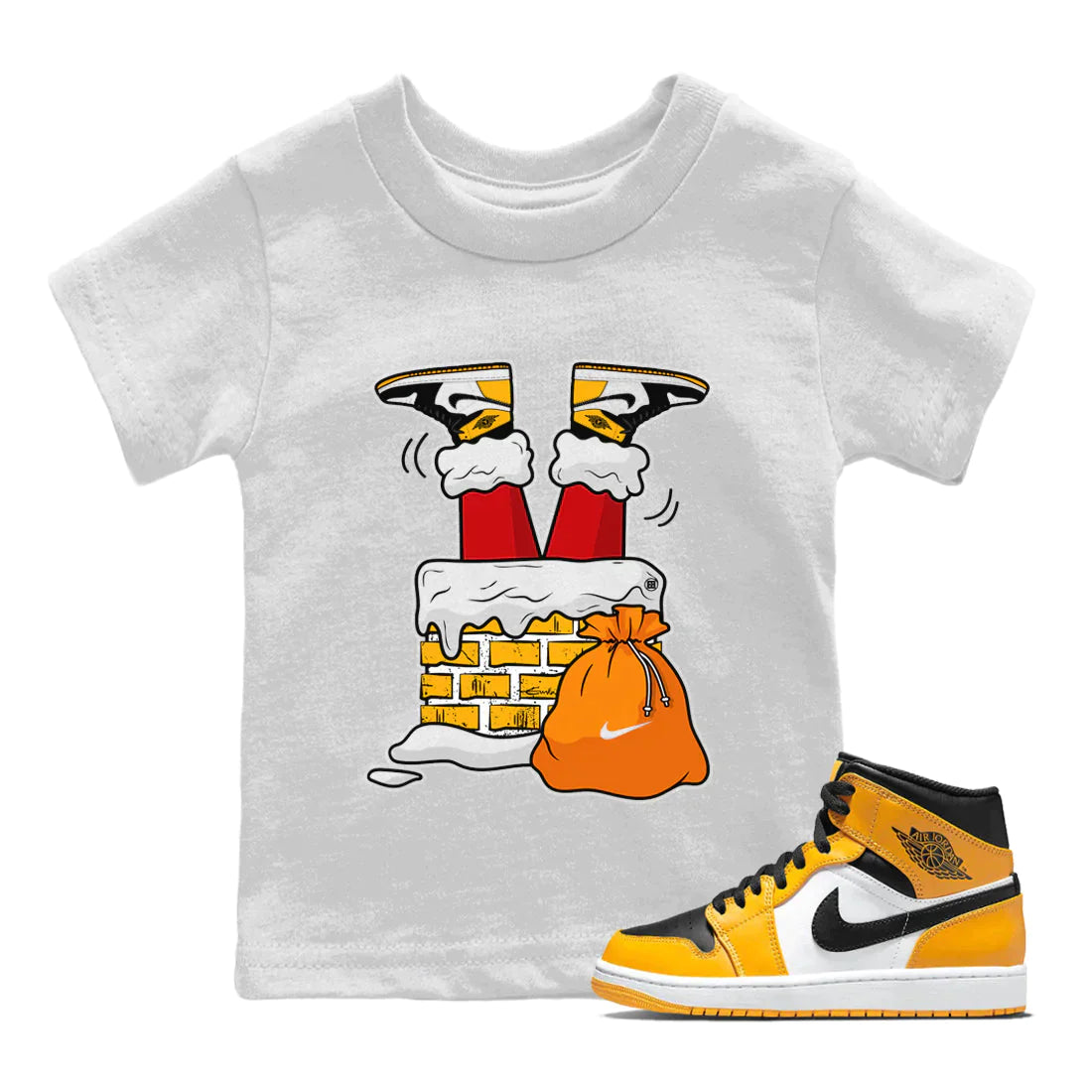 Jordan 1 Taxi Sneaker Matching T-Shirt Santa Stuck In Chimney Sneaker Tees Jordan 1 Taxi Sneaker Release Tees Kids Shirts