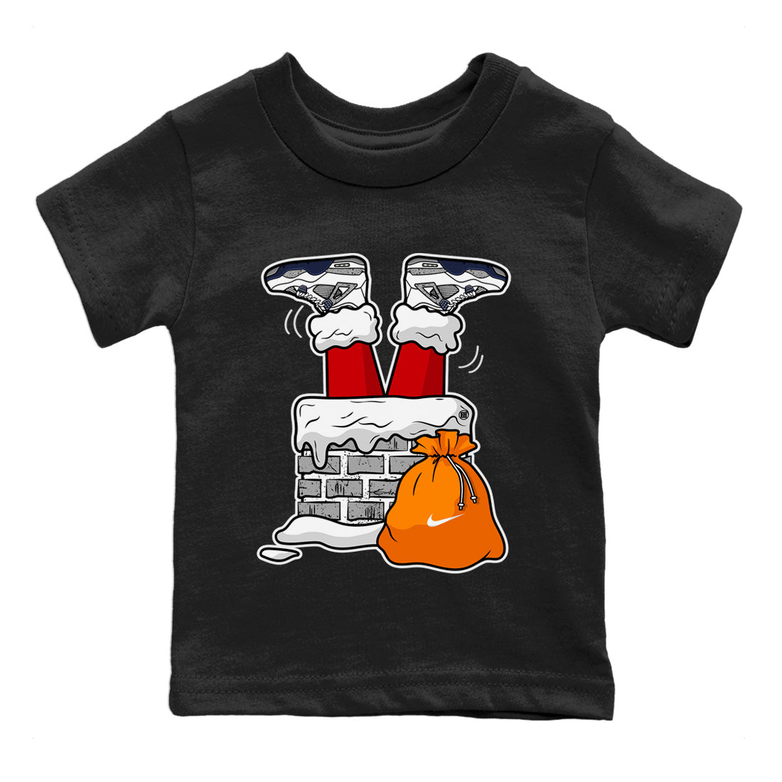 Jordan 4 Midnight Navy Sneaker Matching T-Shirt Santa Stuck In Chimney Sneaker Tees Jordan 4 Midnight Navy Sneaker Release Tees Kids Shirts