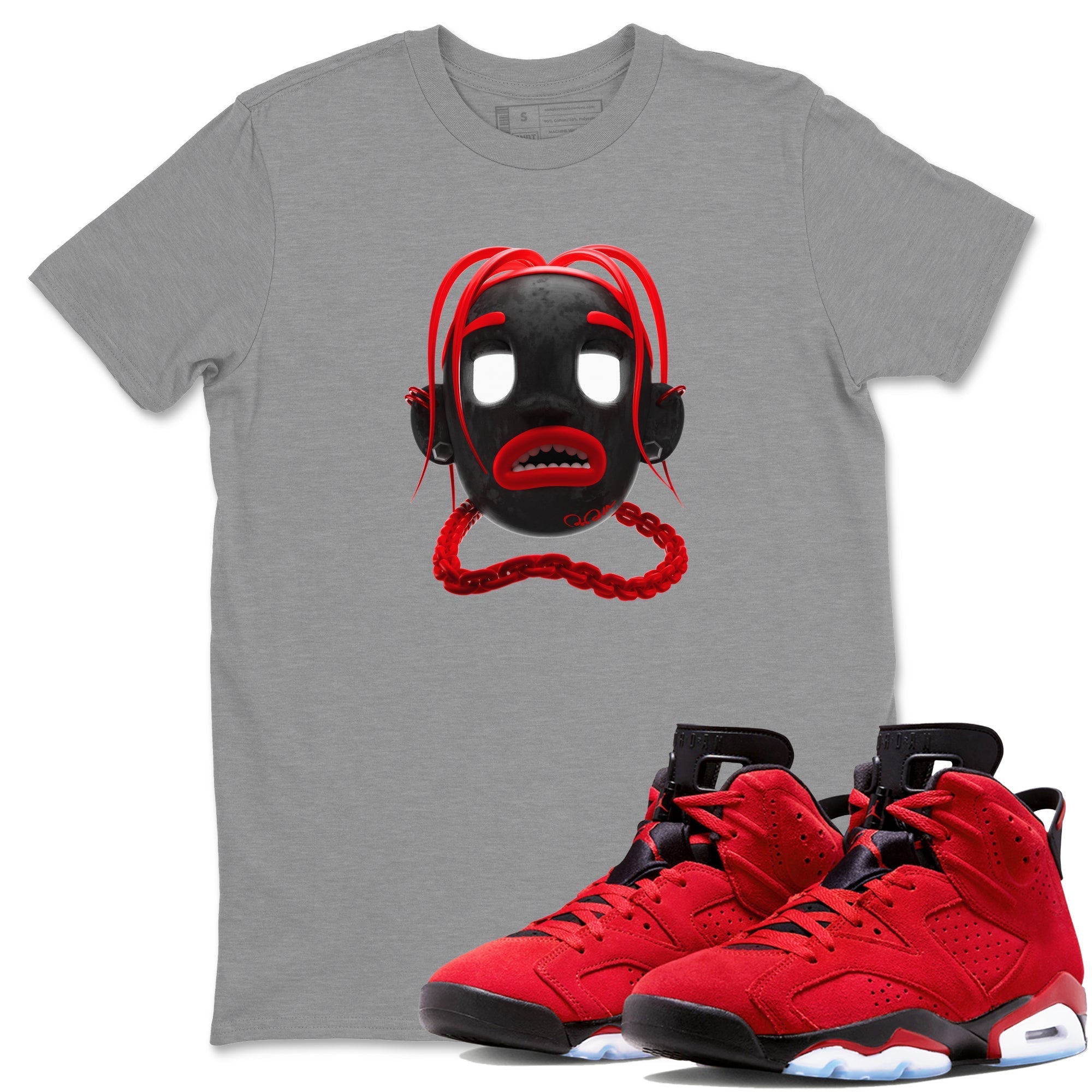 Air Jordan 6 Toro Bravo Sneaker Match Tees Scott Boy Sneaker Tees 3D Graphic Design Shirts AJ6 Toro Bravo Drip Gear Zone Unisex Shirts Heather Grey 1