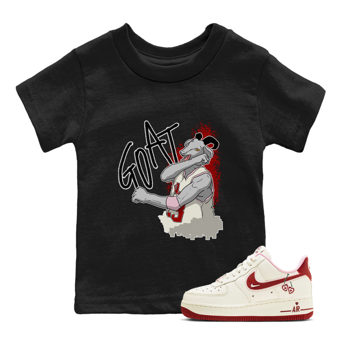 Air Force 1 Valentines Day Sneaker Match Tees Screaming Goat Sneaker Tees Air Force 1 Valentines Day Jordan to match sneaker T-Shirt Kids Shirts