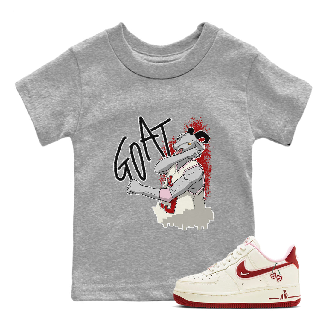 Air Force 1 Valentines Day Sneaker Match Tees Screaming Goat Sneaker Tees Air Force 1 Valentines Day Jordan to match sneaker T-Shirt Kids Shirts