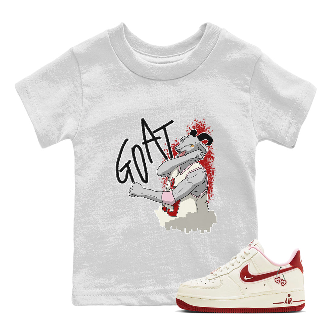 Air Force 1 Valentines Day Sneaker Match Tees Screaming Goat Sneaker Tees Air Force 1 Valentines Day Jordan to match sneaker T-Shirt Kids Shirts