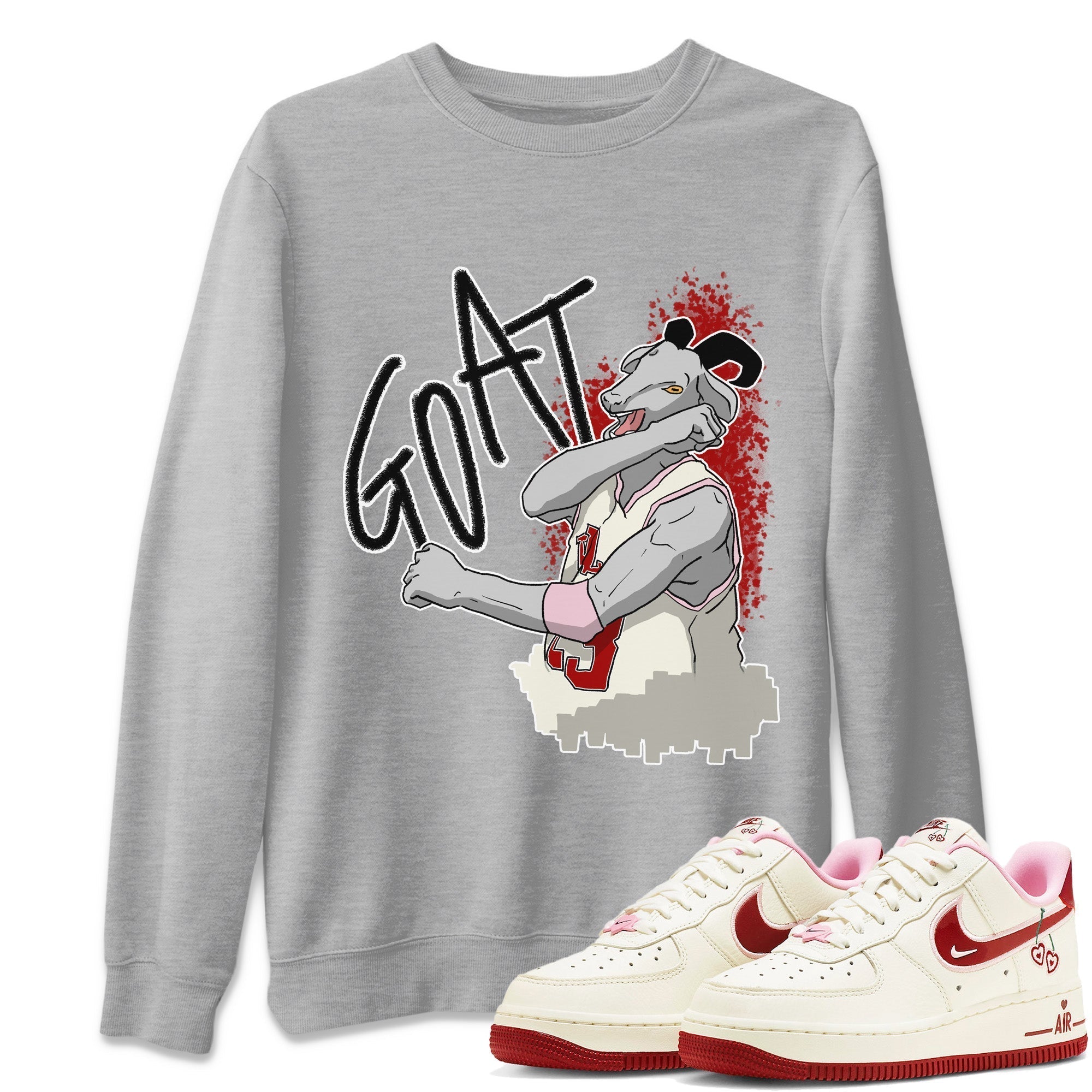 Air Force 1 Valentines Day Sneaker Match Tees Screaming Goat Sneaker Tees Air Force 1 Valentines Day Jordan to match sneaker T-Shirt Crew Neck Shirts