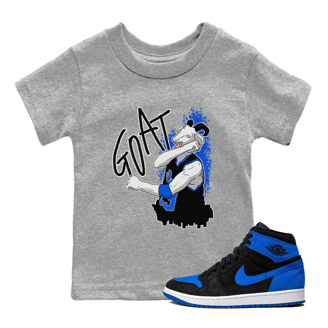 Jordan 1 High OG Royal Reimagined shirt to match jordans Screaming Goat sneaker tees Air Jordan 1 Royal Reimagined Drip Gear Zone Crew Neck T-ShirtBaby Toddler Heather Grey 1 T-Shirt
