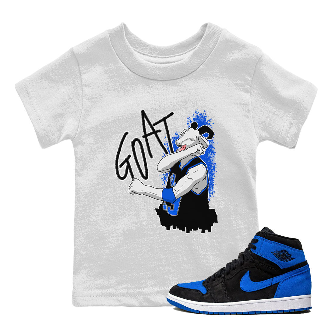 Jordan 1 High OG Royal Reimagined shirt to match jordans Screaming Goat sneaker tees Air Jordan 1 Royal Reimagined Drip Gear Zone Crew Neck T-ShirtBaby Toddler White 1 T-Shirt