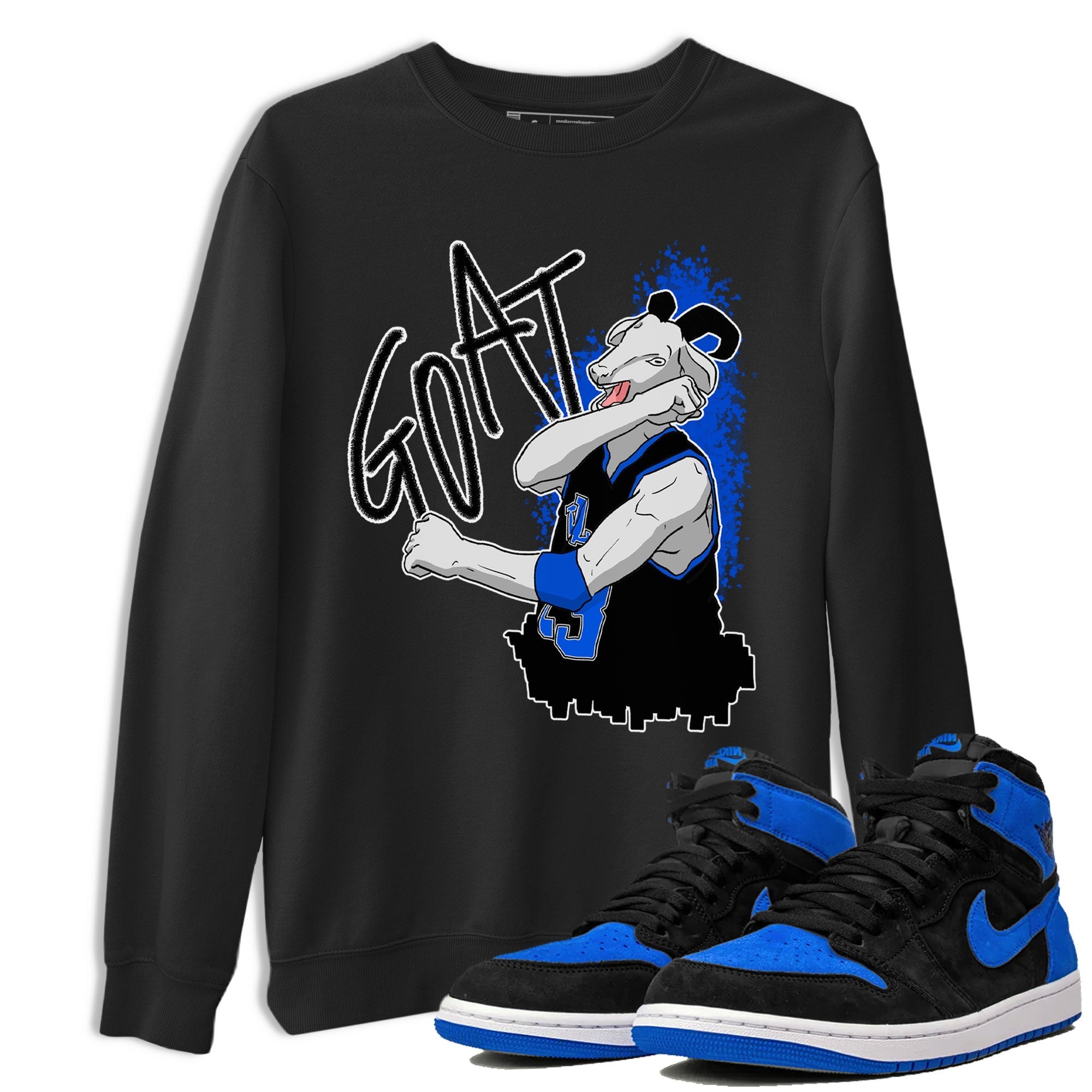 Jordan 1 High OG Royal Reimagined shirt to match jordans Screaming Goat sneaker tees Air Jordan 1 Royal Reimagined Drip Gear Zone Crew Neck T-ShirtUnisex Black 1 T-Shirt