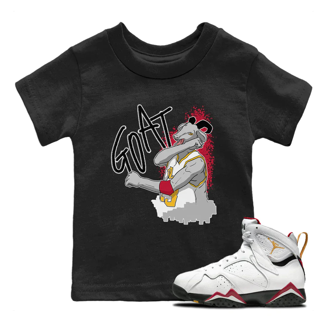 Jordan 7 Cardinal Shirt To Match Jordans Screaming Goat Sneaker Tees Jordan 7 Cardinal Drip Gear Zone Sneaker Matching Clothing Kids Shirts