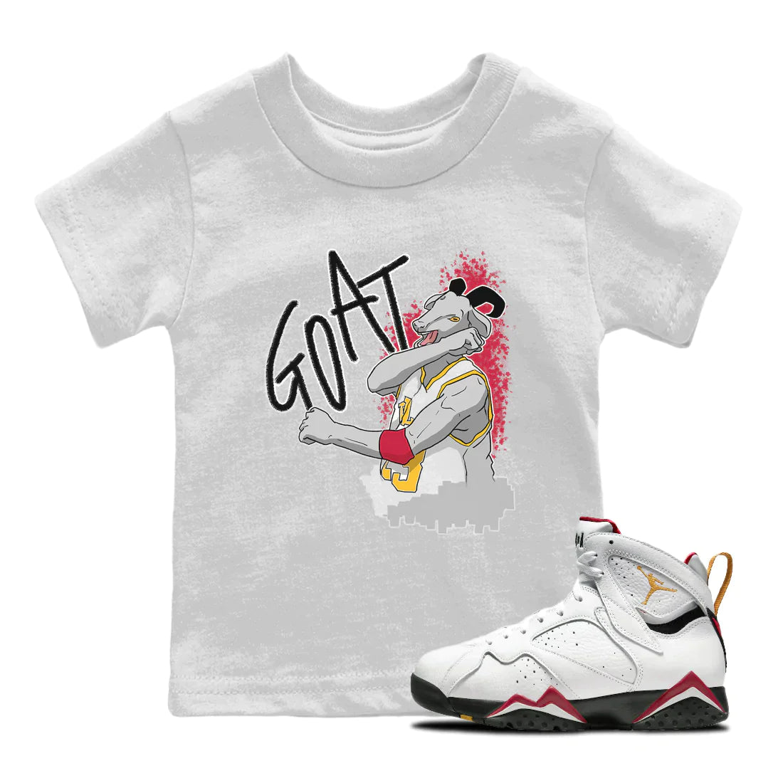 Jordan 7 Cardinal Shirt To Match Jordans Screaming Goat Sneaker Tees Jordan 7 Cardinal Drip Gear Zone Sneaker Matching Clothing Kids Shirts