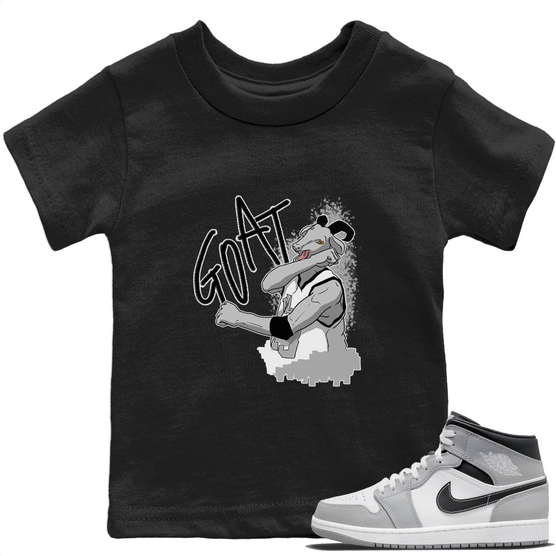 Jordan 1 Light Smoke Grey Sneaker Matching T-Shirt Screaming Goat Sneaker Tees Jordan 1 Light Smoke Grey Sneaker Release Tees Kids Shirts