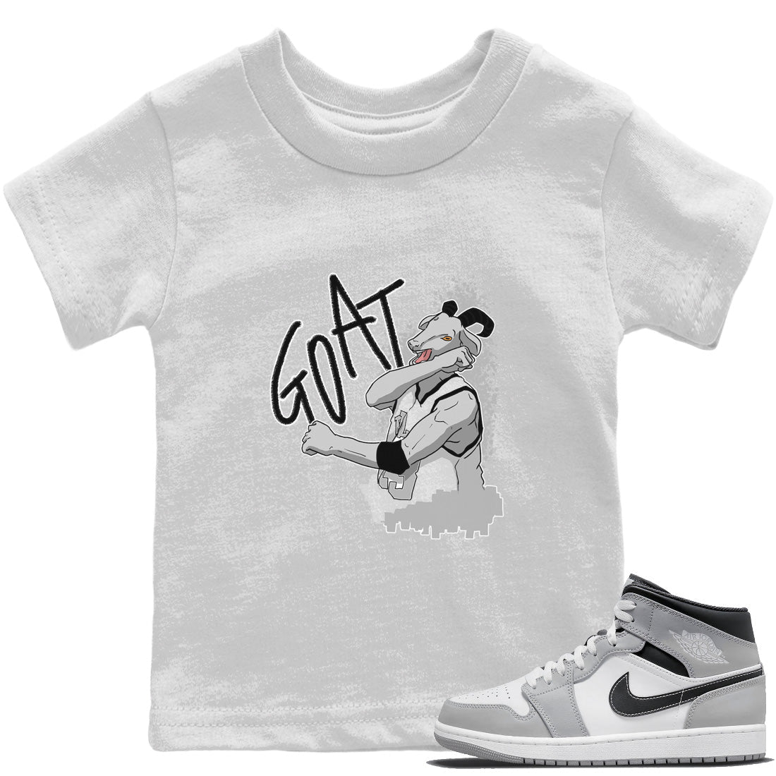 Jordan 1 Light Smoke Grey Sneaker Matching T-Shirt Screaming Goat Sneaker Tees Jordan 1 Light Smoke Grey Sneaker Release Tees Kids Shirts