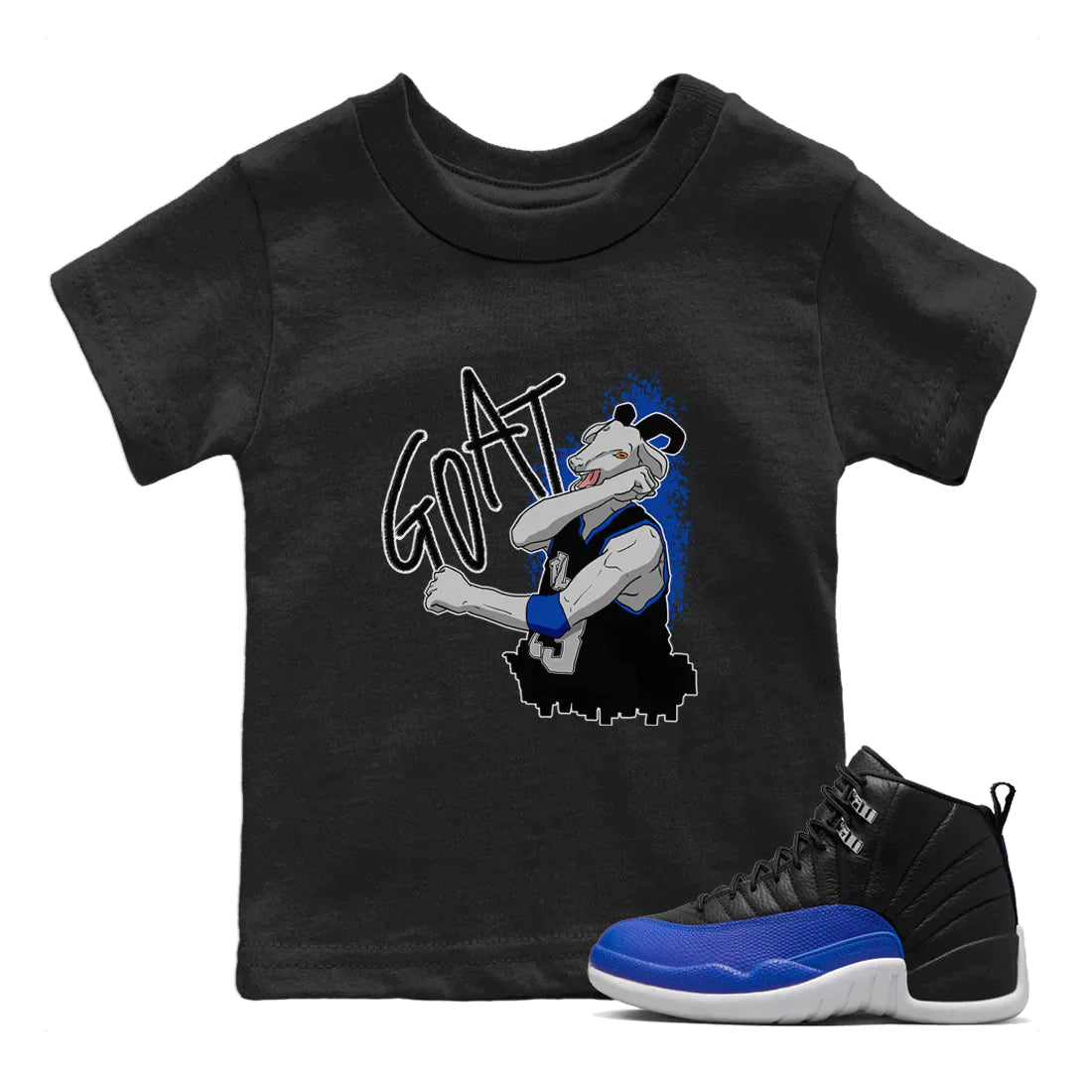 Jordan 12 Hyper Royal Sneaker Matching T-Shirt Screaming Goat Sneaker Tees Jordan 12 Hyper Royal Sneaker Release Tees Kids Shirts