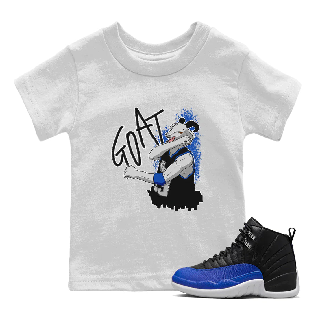 Jordan 12 Hyper Royal Sneaker Matching T-Shirt Screaming Goat Sneaker Tees Jordan 12 Hyper Royal Sneaker Release Tees Kids Shirts