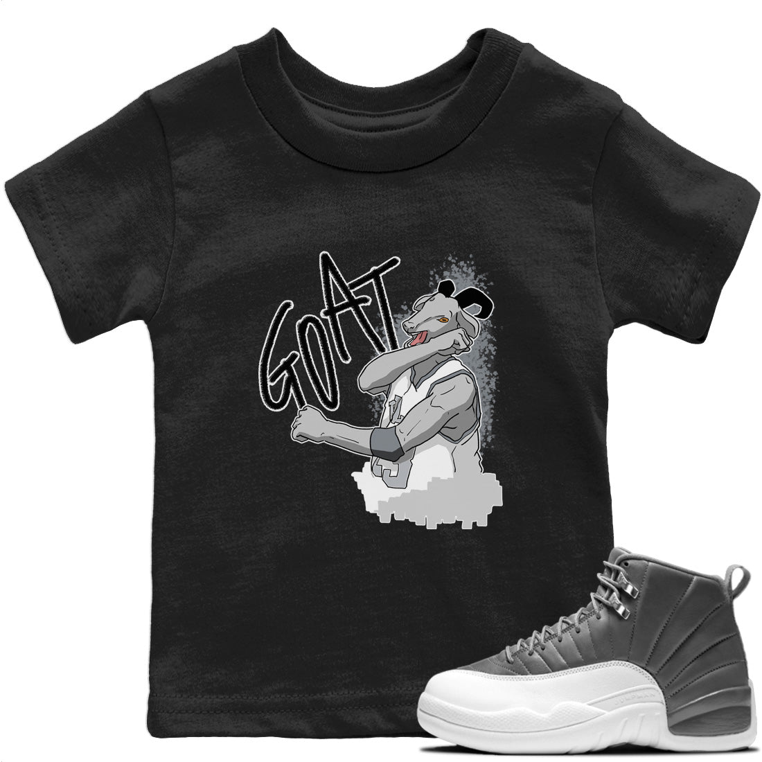 Jordan 12 Stealth Sneaker Matching T-Shirt Screaming Goat Sneaker Tees Jordan 12 Stealth Sneaker Release Tees Kids Shirts