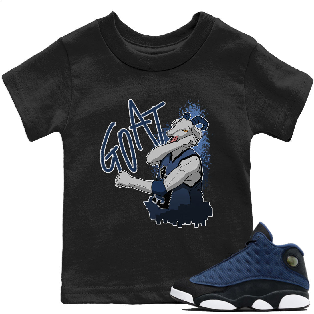 Jordan 13 Brave Blue Sneaker Matching T-Shirt Screaming Goat Sneaker Tees Jordan 13 Brave Blue Sneaker Release Tees Kids Shirts