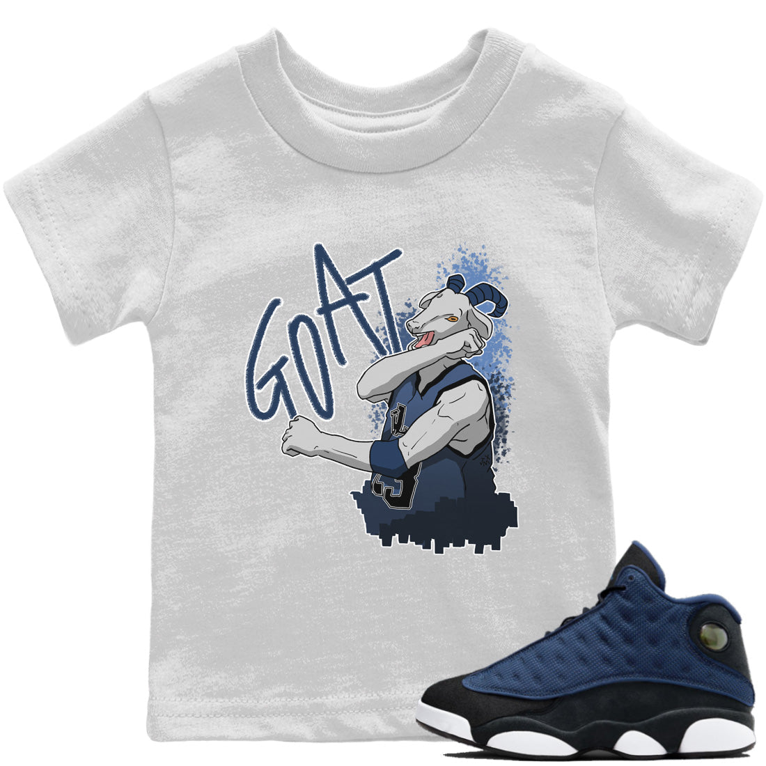 Jordan 13 Brave Blue Sneaker Matching T-Shirt Screaming Goat Sneaker Tees Jordan 13 Brave Blue Sneaker Release Tees Kids Shirts