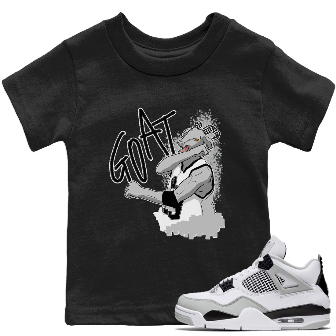 Jordan 4 Military Black Sneaker Matching T-Shirt Screaming Goat Sneaker Tees Jordan 4 Military Black Sneaker Release Tees Kids Shirts