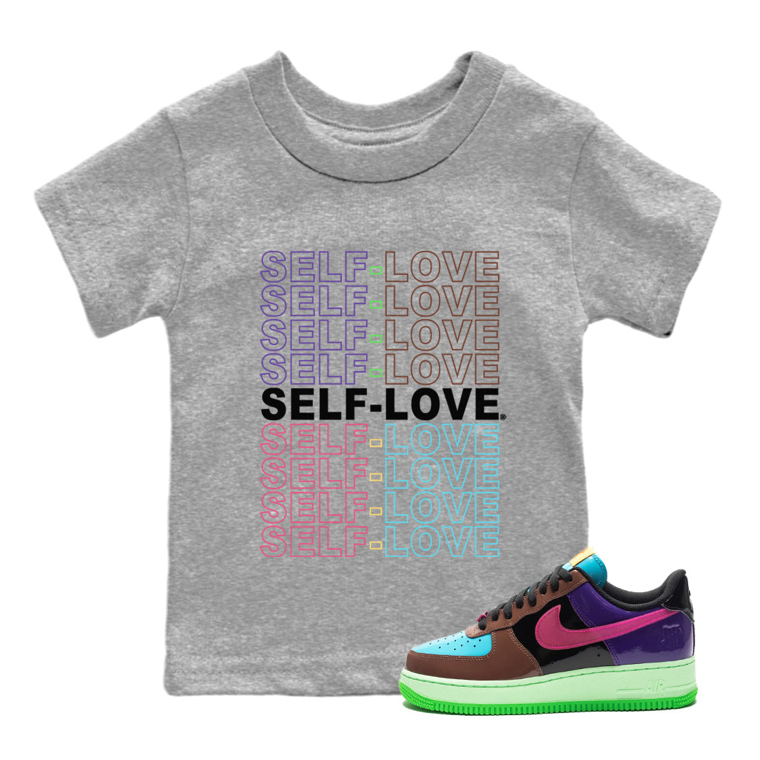 Air Force 1 Undefeated Fauna Brown Sneaker Match Tees Self Love Sneaker Tees Air Force 1 Undefeated Fauna Brown Jordan to match sneaker T-Shirt Kids Shirts