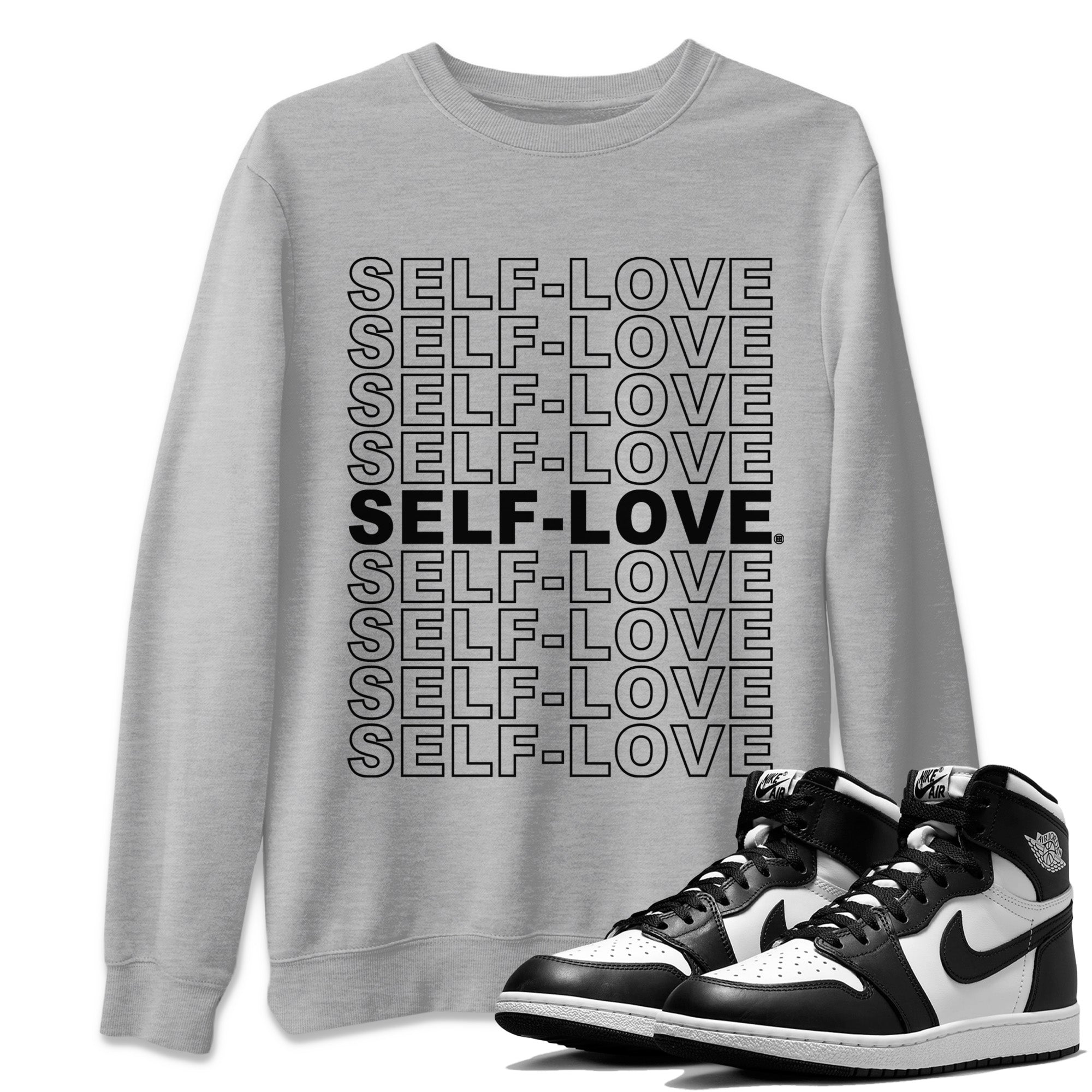 Jordan 1 Black White Sneaker Matching T-Shirt Self Love Sneaker Tees Jordan 1 Black White Sneaker Release Tees Crew Neck Tees